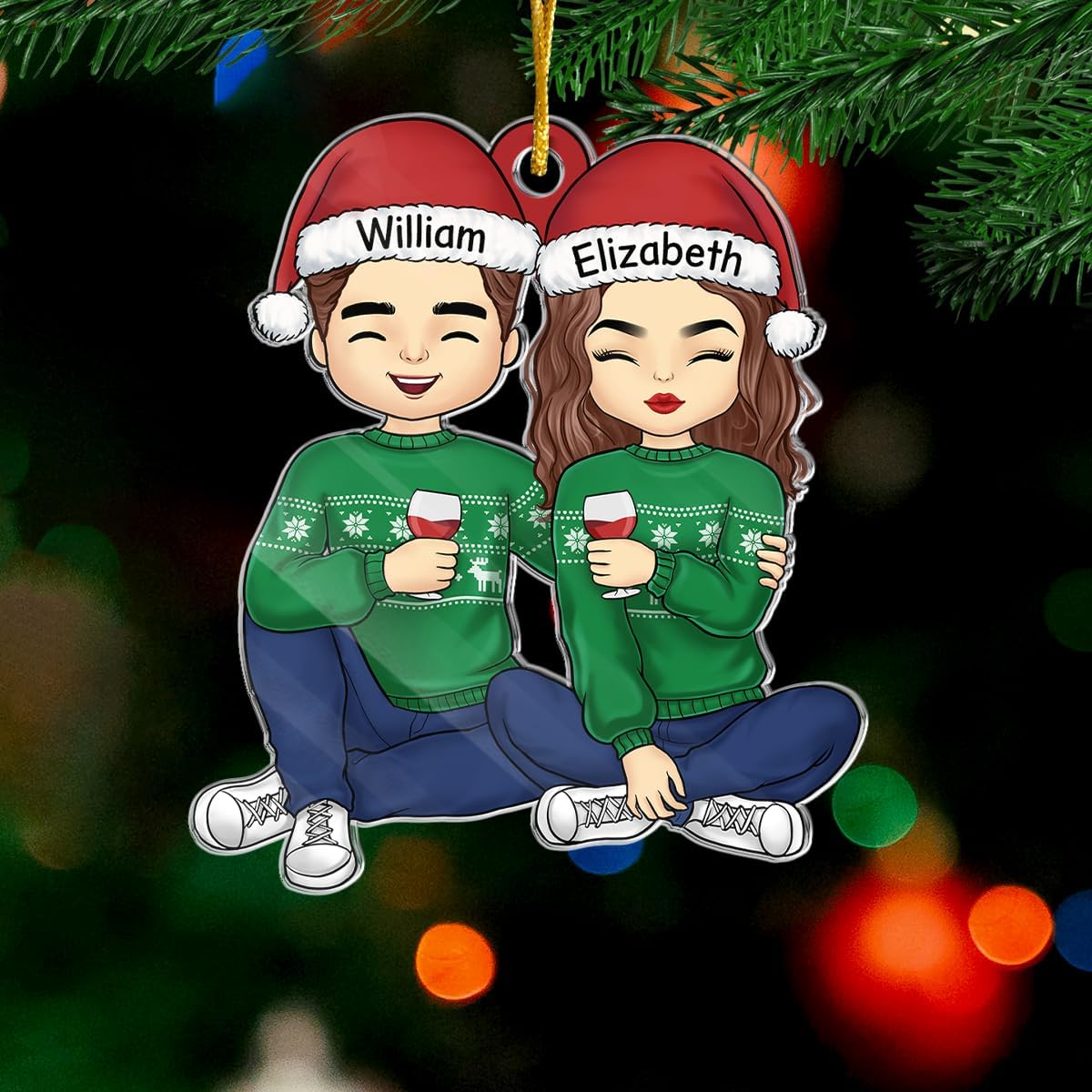 Pawfect House Cheers to A Merry Christmas Personalized Couple Christmas Ornament, Tree Decorations, Anniversary, Birthday Gifts for Husband, Wife, Housewarming Gift Ideas, Custom Ornaments Gift