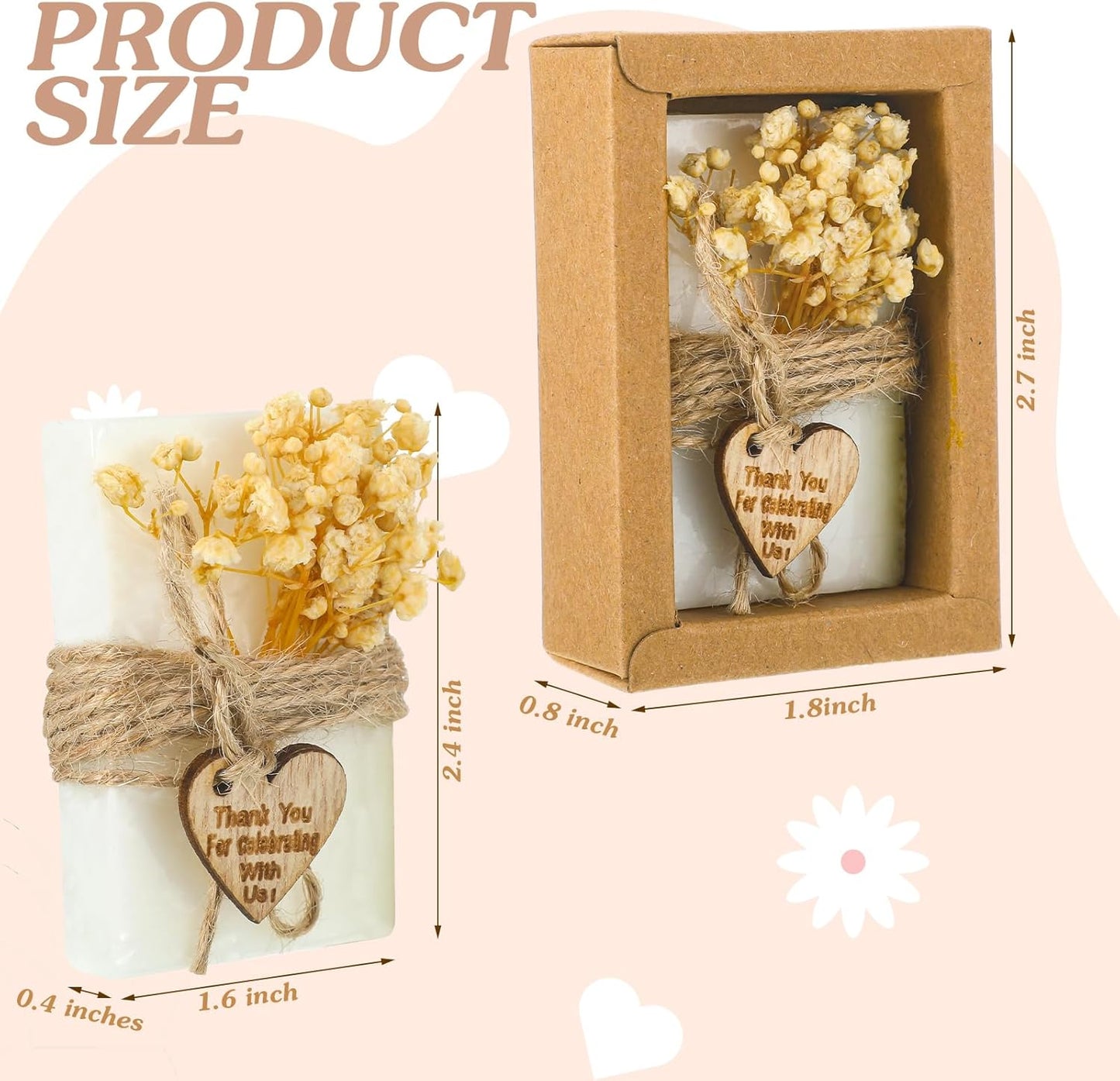 Demissle 30 Pcs Mini Scented Soap Wedding Party Favors Gifts Baby Shower Bridal Shower Handmade Natural Soap Favors for Guests in Bulk for Wedding Souvenirs Engagement Party(White)