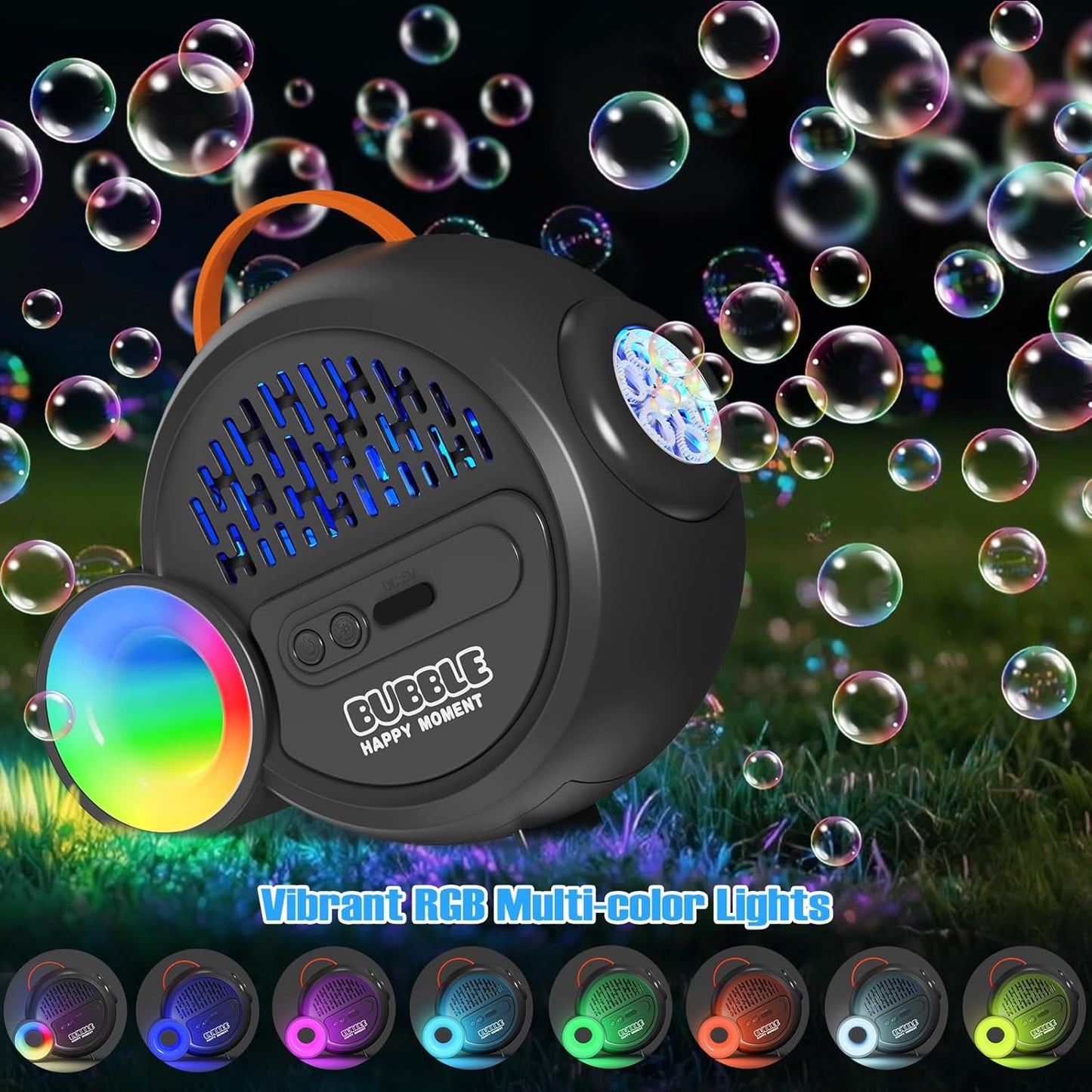 Bubble Machine for Kids Toddlers,Automatic Bubble Maker with RGB Light,Rechargeable Type-C Charge Bubble Blower,Bubble Toy for 3 4 5 6 7 Year Old Boy Girl,Outdoor Party Wedding Birthday Gifts(Gray)