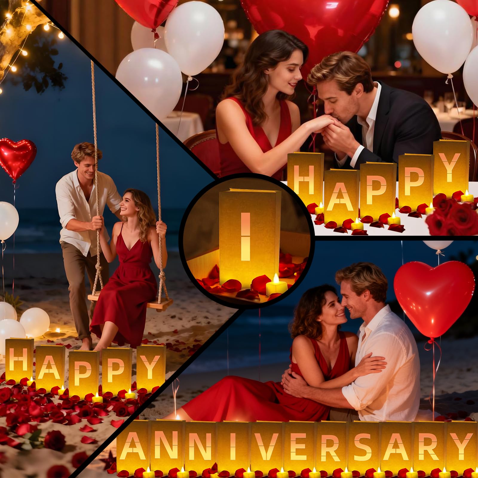Peledic Happy Anniversary Light Up Letters, Include Light up Letters, with Tea Lights Candles