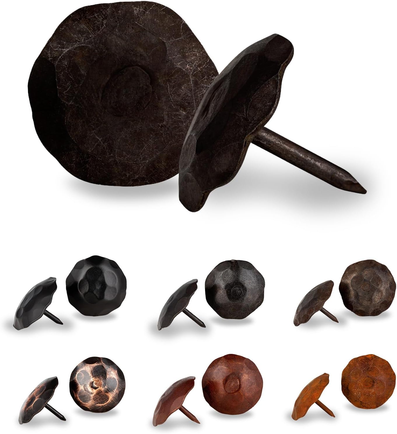 50 Pack 1" Small Round Head Iron Clavos Decorative Nails – Unfinished – Handmade Rustic Round Fasteners for Farmhouse Shutter, Faux Wood Beams, Barn Door, Shutters, and Gates – Ornamental Wood Accent