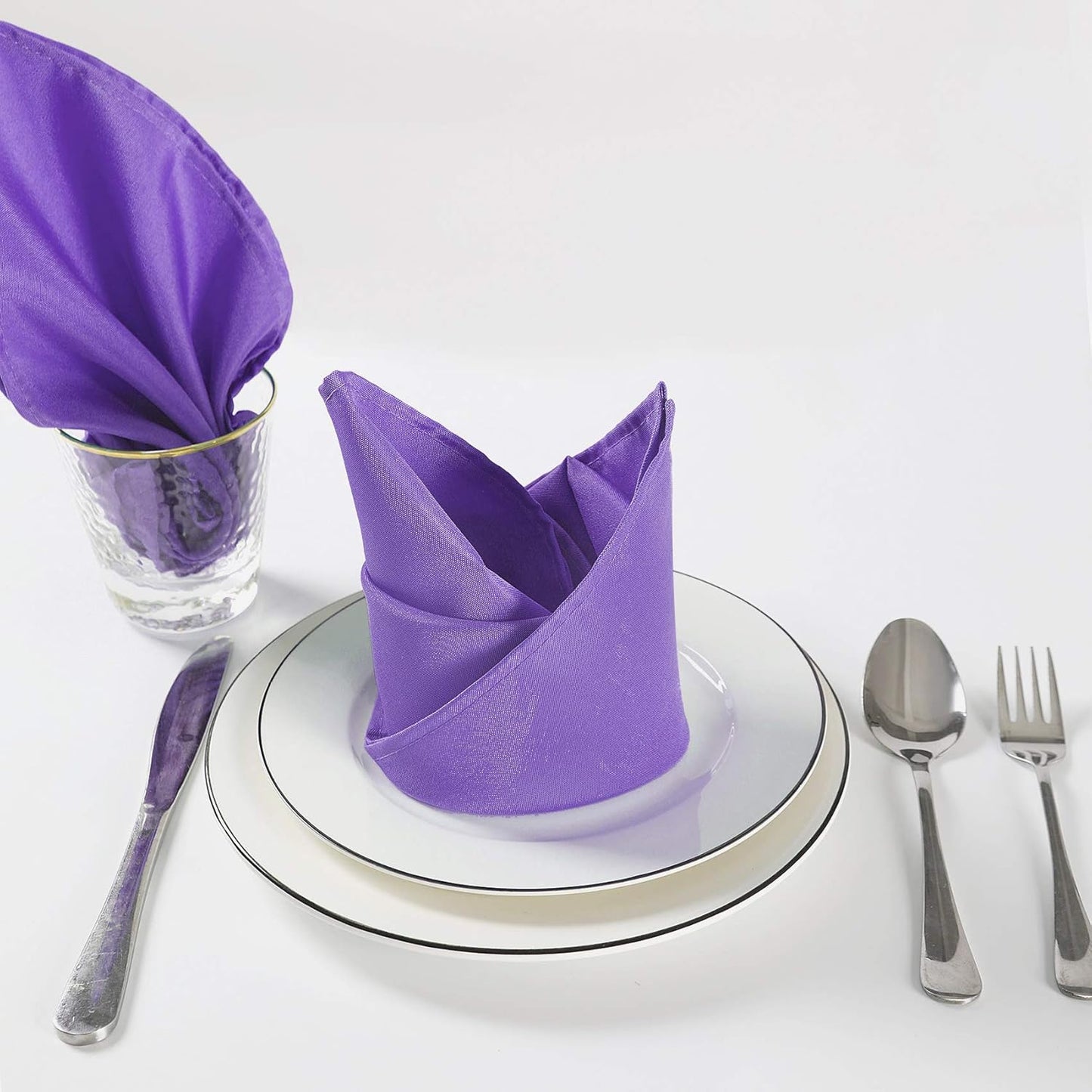 Cloth Napkins 17x17 inch Washable Polyester Dinner Napkins Soft Table Napkins for Wedding Party Dining Banquet(Purple,50PCS)