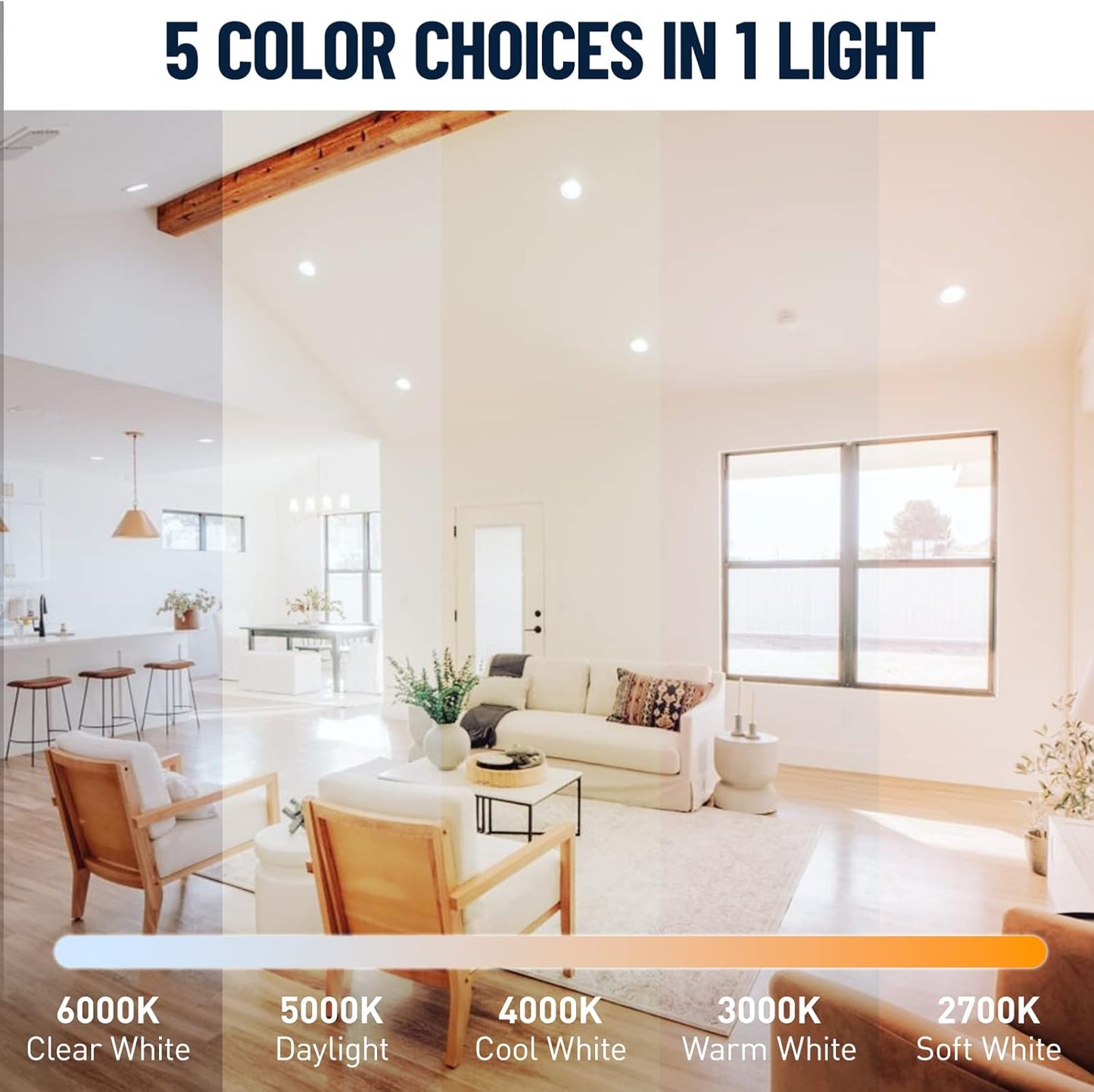 12 Pack Recessed Lighting 6 Inch with Junction Box, 5CCT 6 Inch Brushed Nickel LED Recessed Lights Dimmable 2700K-6000K, 15W 1200lm Ultra Thin Recessed Lighting - ETL and Energy Star Certified