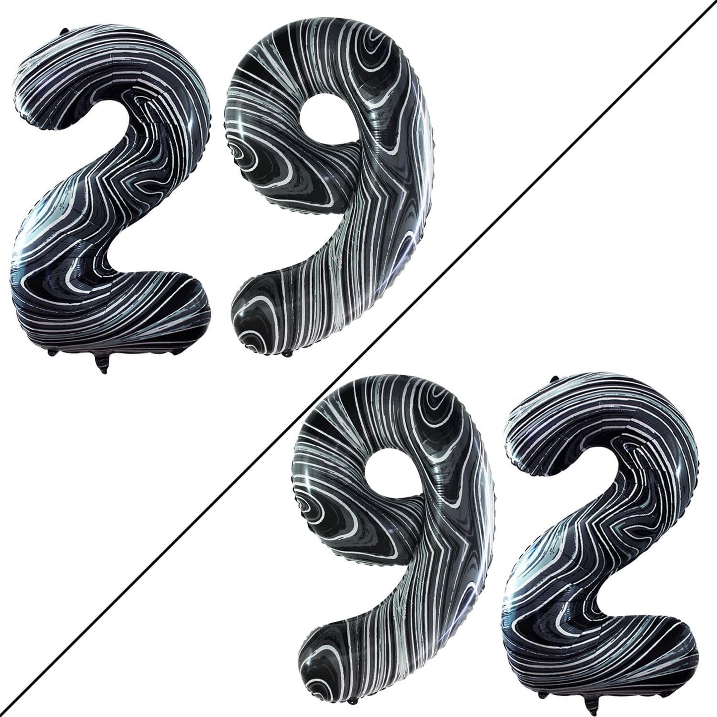 GOER Number 29 Balloons for 29th Birthday Party Decorations,42 Inch Jumbo Foil Helium 92 Balloons for 92nd Birthday Party Decoration (Marble Black)