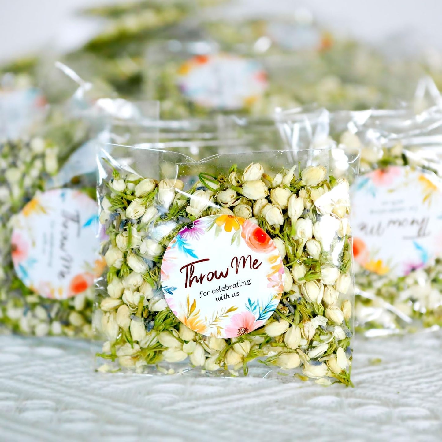 Oning 50 Pack Biodegradable Real Flower Petals Confetti, Wedding Flower Confetti with Jasmine & Lavender Petals for Flower Girls to Throw Making Handmade Candle Sachets, Bridal Shower Decor