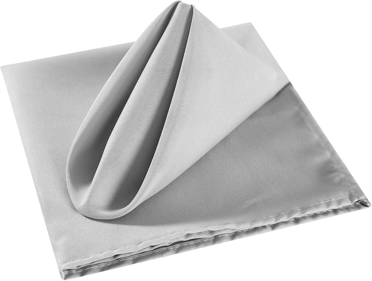 Cloth Napkins 20x20 inch Washable Polyester Dinner Napkins Soft Table Napkins for Wedding Party Dining Banquet(Silver,12PCS)