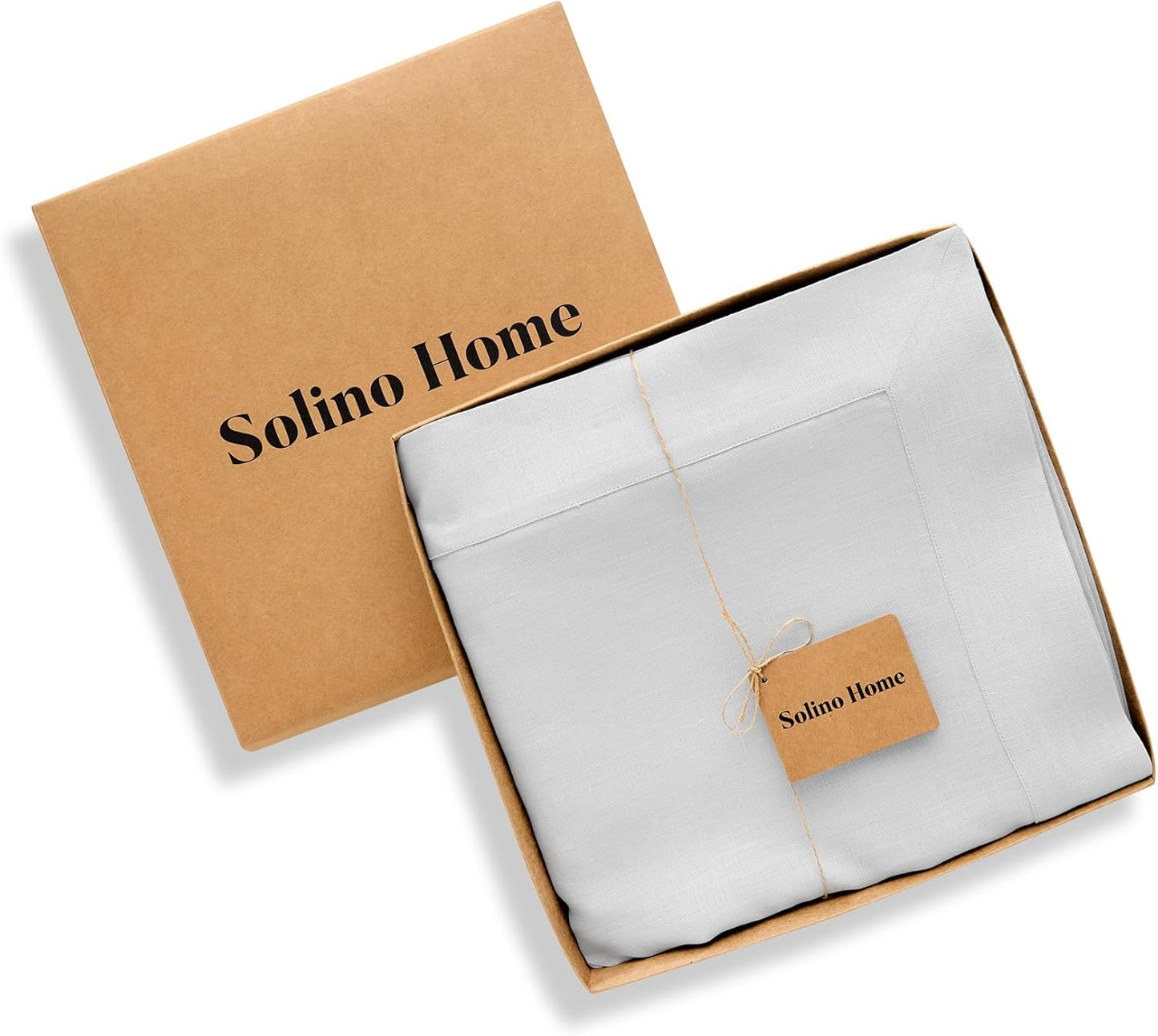 Solino Home Linen Tablecloth 60 x 90 Inch - 100% Pure Linen Silver Cloud Table Cloth for Rectangle Tables - Fete, Machine Washable Tablecloth for Fall, Autumn, Thanksgiving