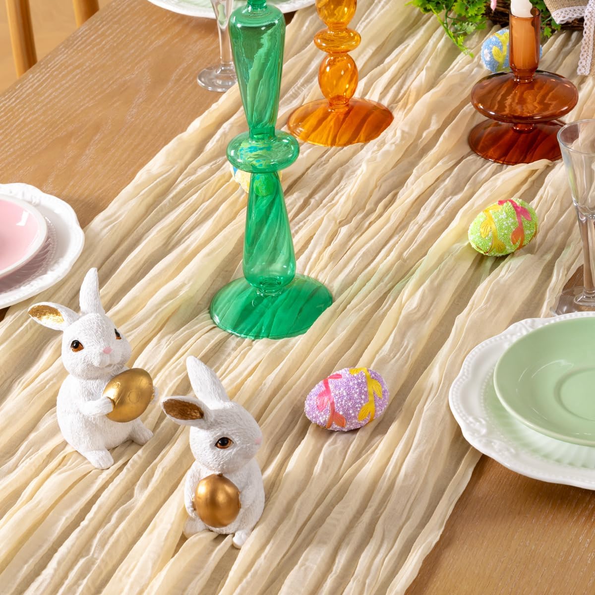 Beige Cheesecloth Table Runner 6 Pack Fall Table Runners 120 Inches Boho Gauze Cream Cheese Cloth Fall Table Decorations for Thanksgiving Wedding Bridal Baby Shower Garden Party Decor