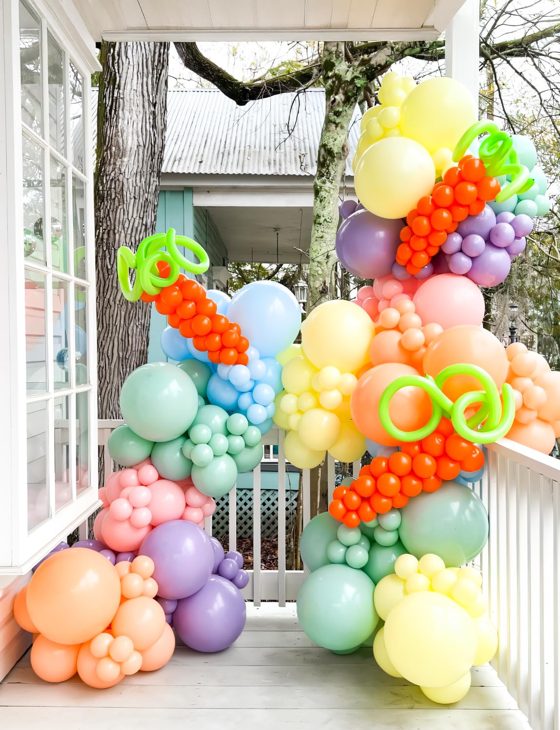 Haolongfa Pastel Rainbow Balloons Arch Garland Kit for Pastel Party Decor