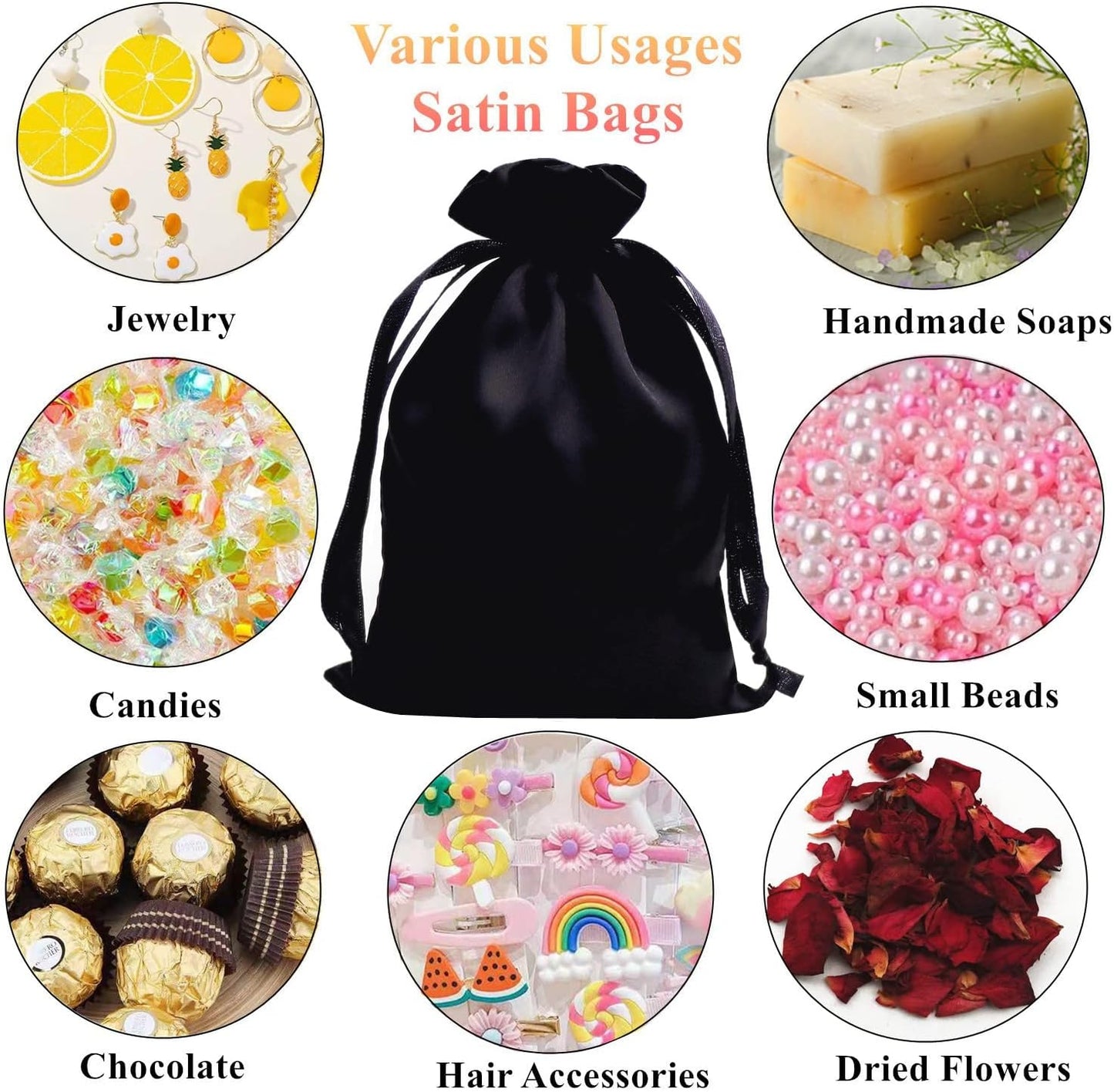 35pcs Black Satin Bags with Drawstring, 5x7 Inches Drawstring Gift Bags, Party Favor Bags Drawstring Pouch for Baby Shower, Bridal Shower, Christmas, Party Supplies, Candy, Jewelry Bags