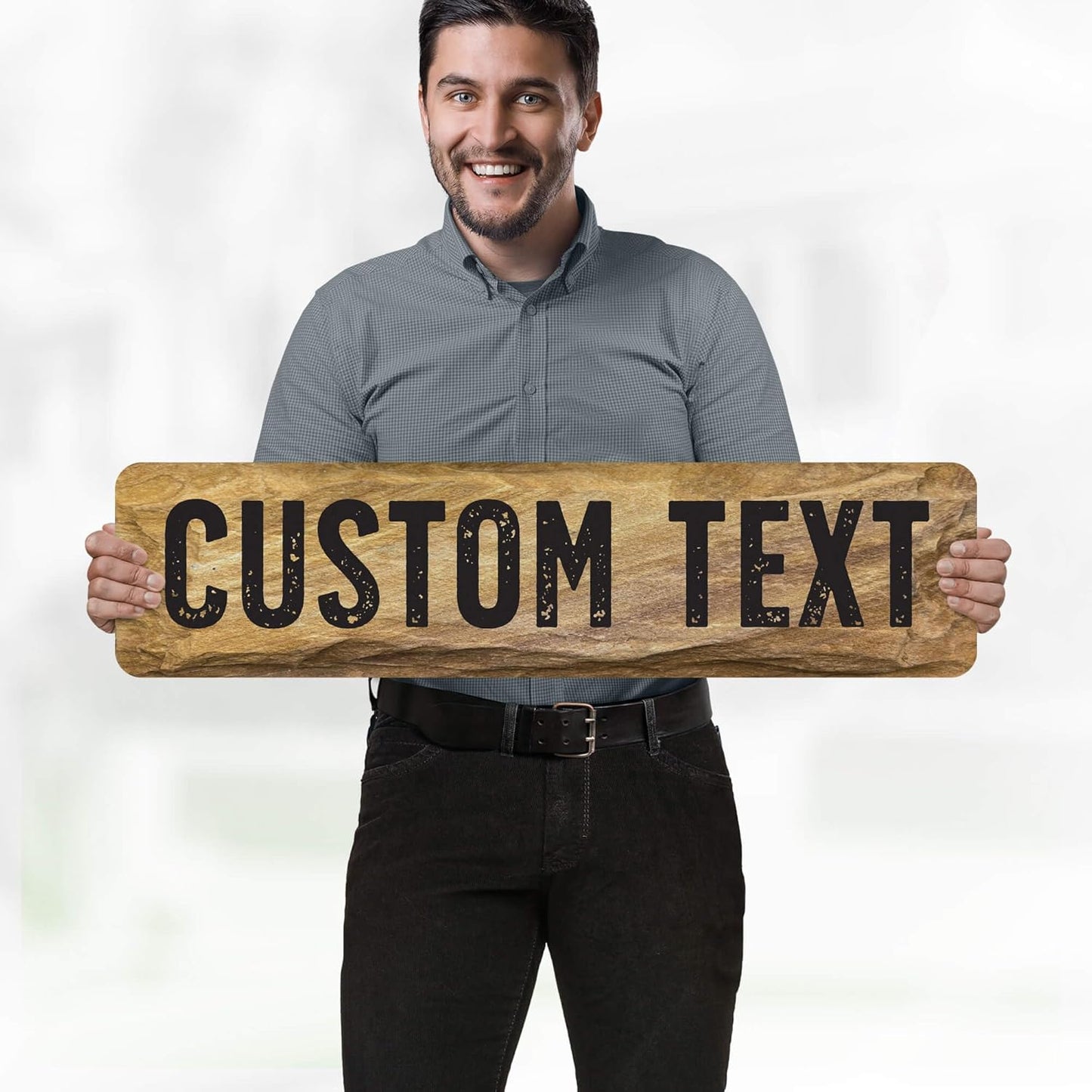 Custom Sign, Custom Street Sign, 11 Font Colors, 13 Font Styles, 4 Hole Options, 22 Sizes, 8x32 Inches, Rust Free DiBound, Fade Resistant, Made in USA by My Sign Center (Stone)