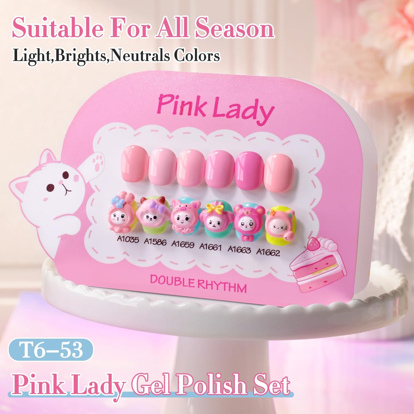 Double Rhythm 6 Pcs 15 ML Gel Polish Set Same Color Same Bottle Soak Off Gel Polish Kit Nail Art Manicure Salon DIY at Home for Women (Neutral Skin Pink Nude Beige -T6-53)