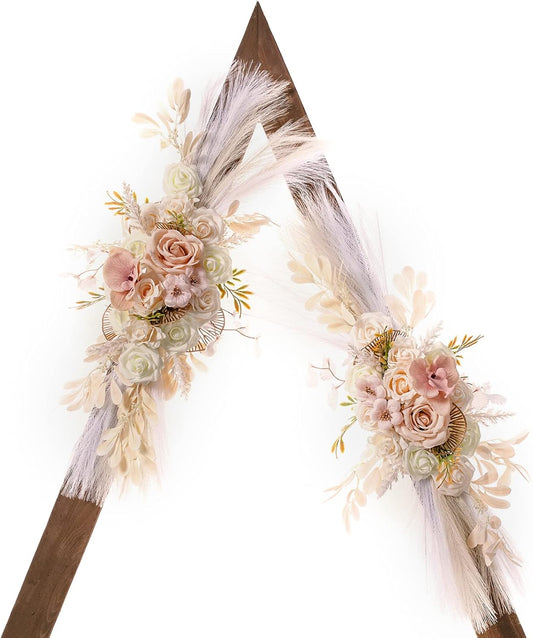 Wedding Arch Flowers, Artificial Flowers for Decoration, Large Flower Swag for Boho Styles Wedding Ceremony Floral Decor - Pack of 2