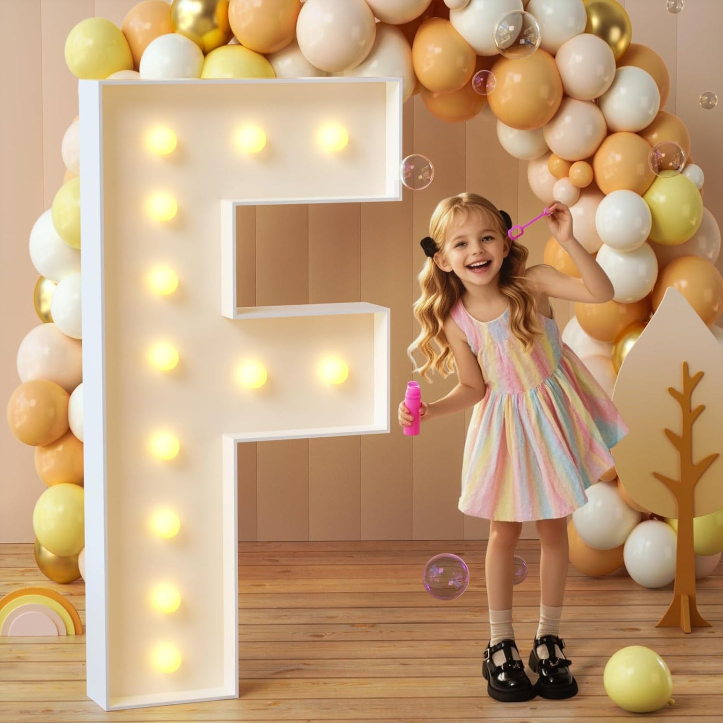 imprsv Marquee Light Up Letters, 4FT Mosaic Letters with Light for Baby Shower Graduation Party Decor, Large F for Engagement Wedding Party Decorations (Need to Assemble)