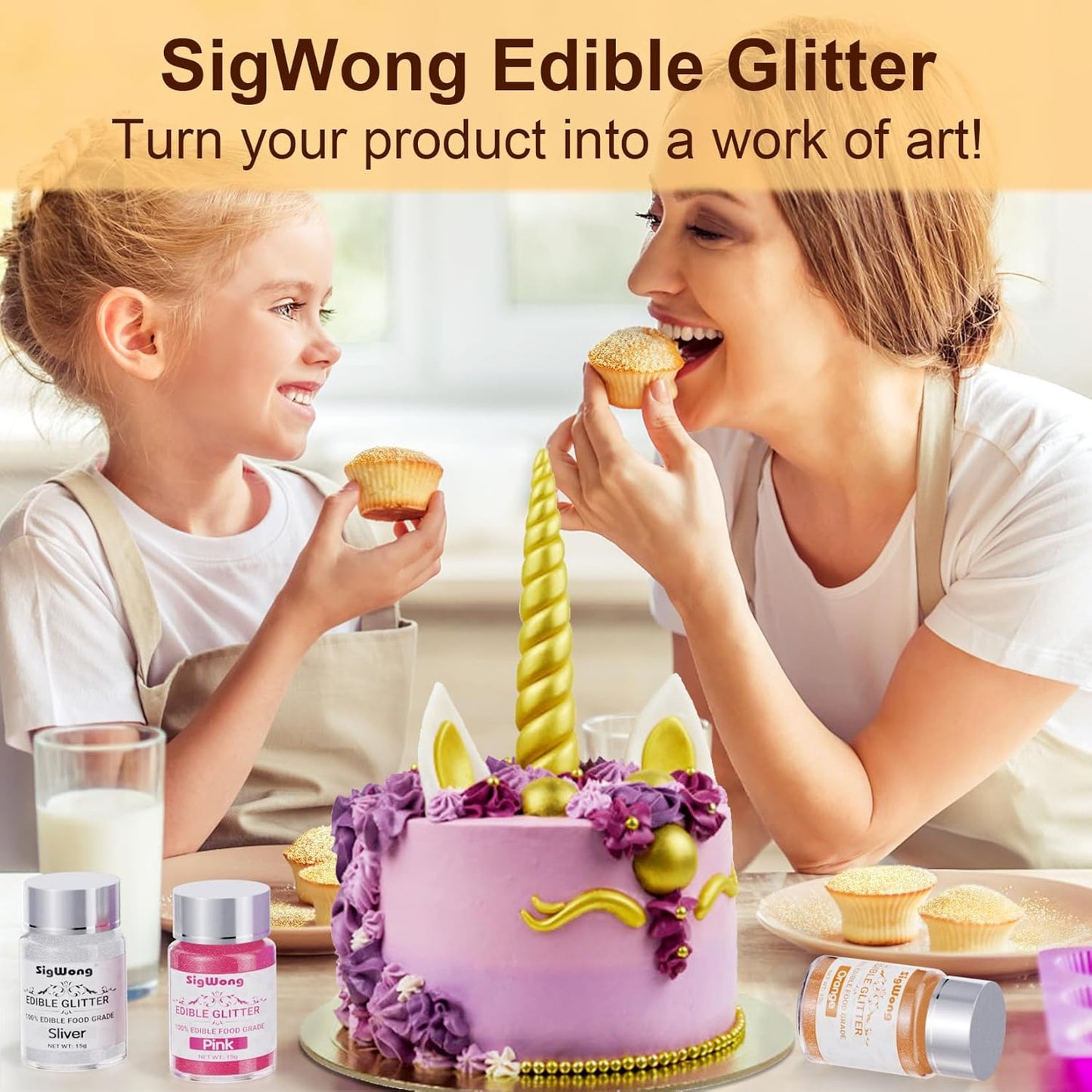 Silver Edible Glitter - 15g Food Grade Luster Dust Powder, Cake Decorating Sprinkle Glimmery Dust for Drinks, Wine, Fondant, Chocolate, Candy, Cookie, Vegan