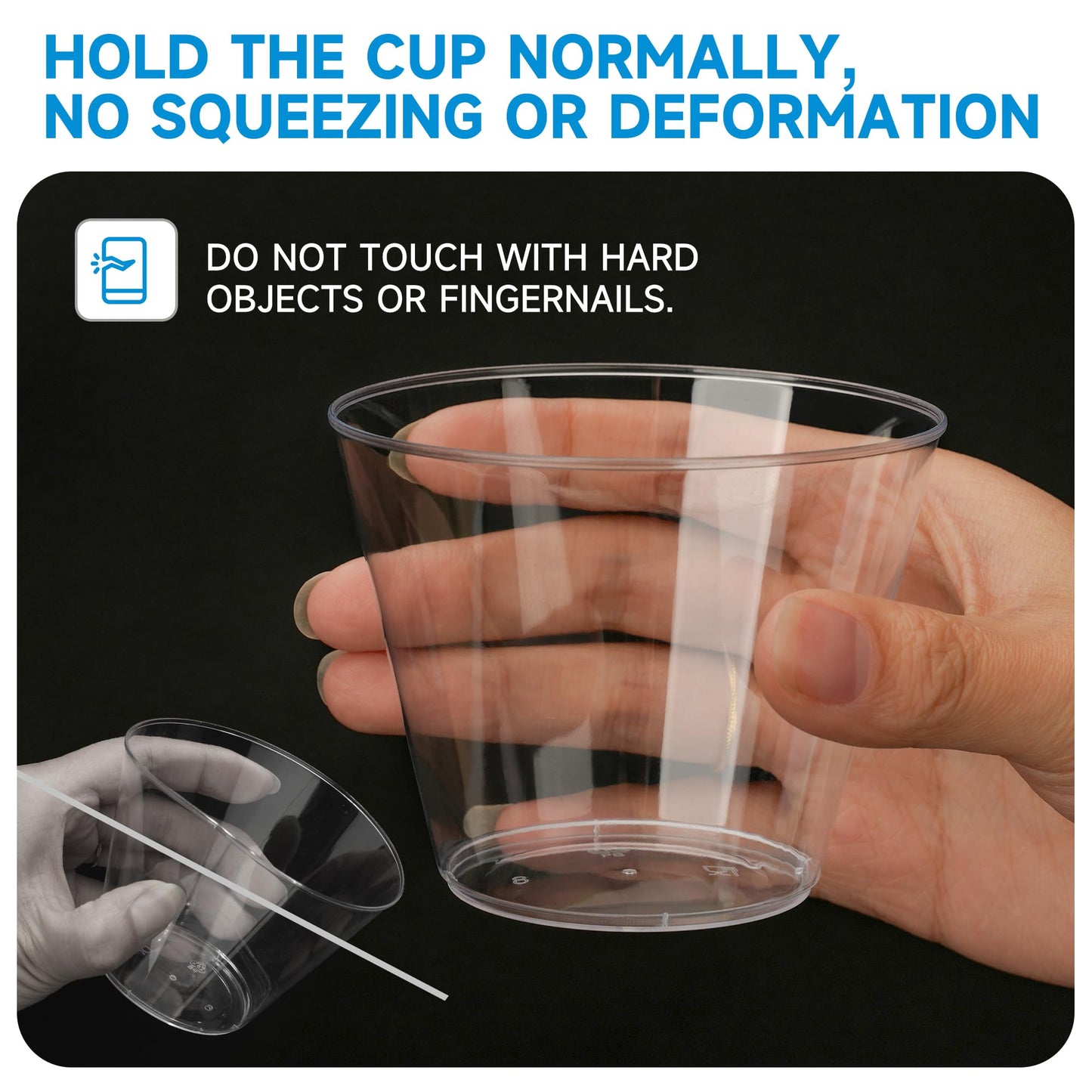 RACETOP 9 oz Clear Plastic Cups 100 packs, Disposable Plastic Party Cups Tumblers, Cocktail Cups
