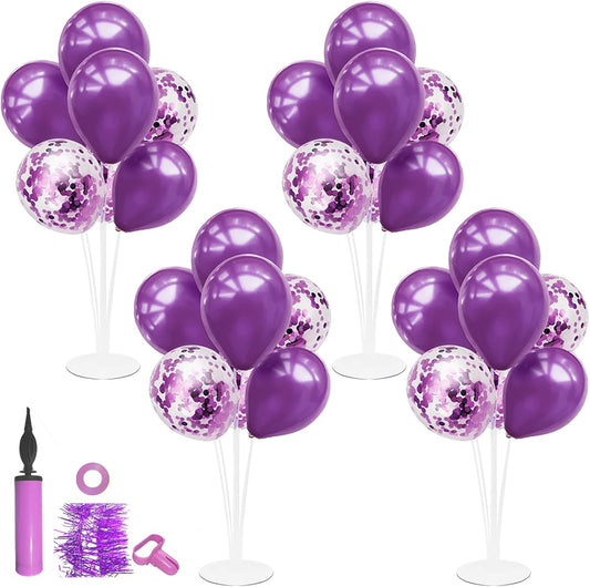 Purple Balloon Stand Centerpiece Table Decorations for Birthday Bridal Shower Wedding Engagement Mother's Day Graduation Halloween Party Decorations(Purple set4)