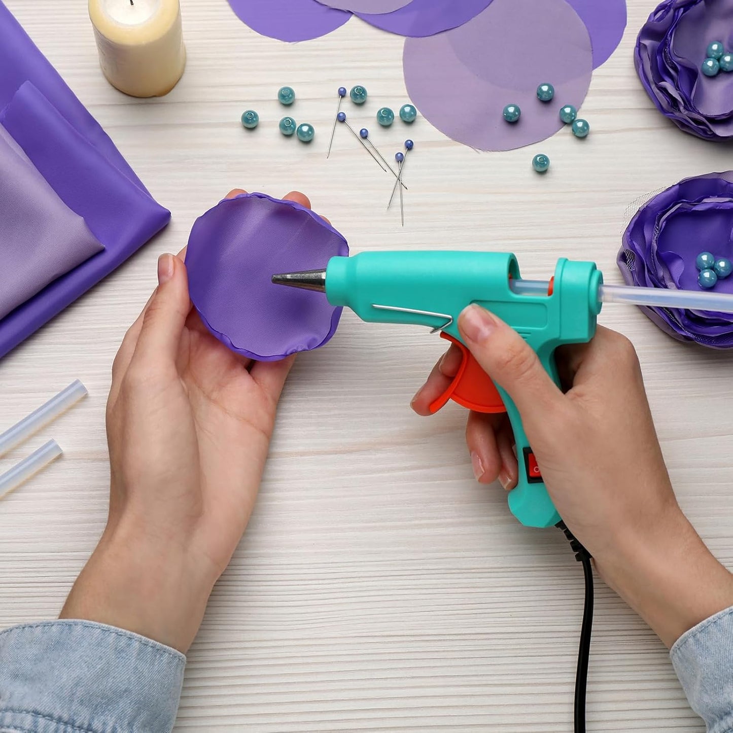 uxcell 20pcs Hot Glue Sticks for Glue Gun 11mm/0.43-inch x 8-inch Mini Hot Melt Adhesive Glue Stick Glitter Purple