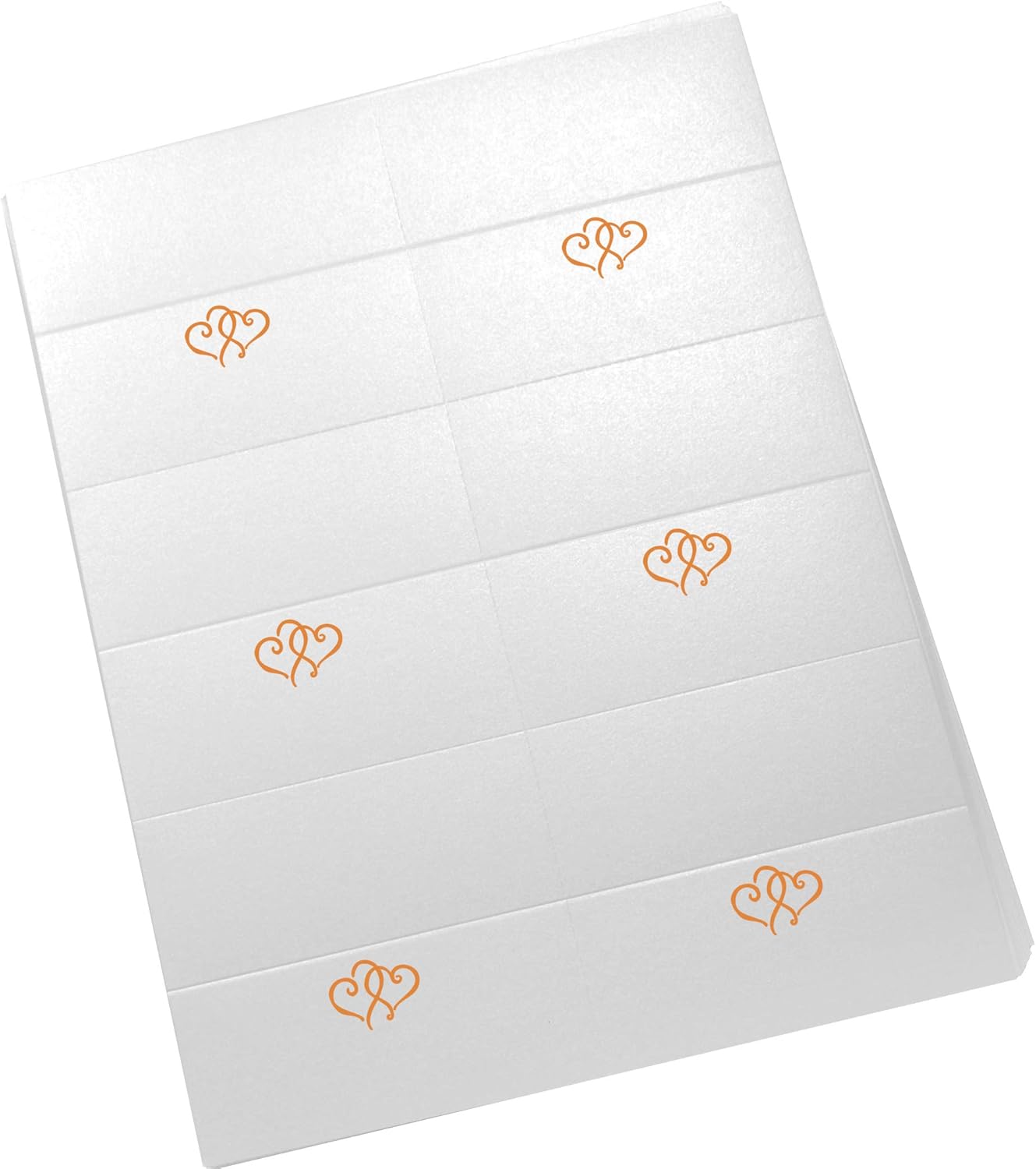Linked Hearts Printable Place Cards, Orange (Choose Color), Set of 60 (10 Sheets), Laser & Inkjet Printers - Wedding, Party, Dinner, and Special Events - Made in the USA