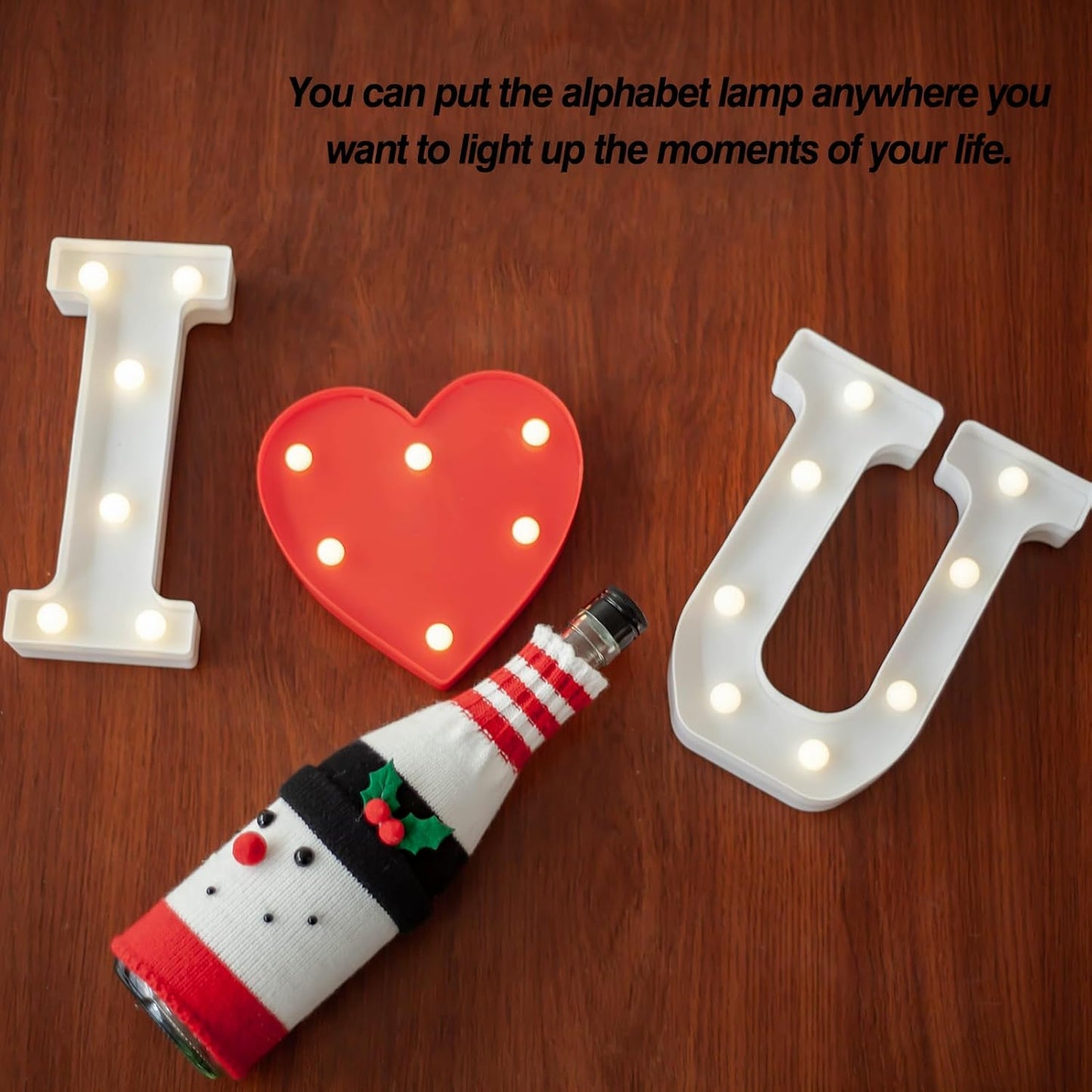 LED Marquee Letter Lights, Light Up Letters Marquee I Love U Sign, Decorative LED Alphabet Lamp, Battery Operated, Warm White Letter Sign for Wedding, Proposal Decoration