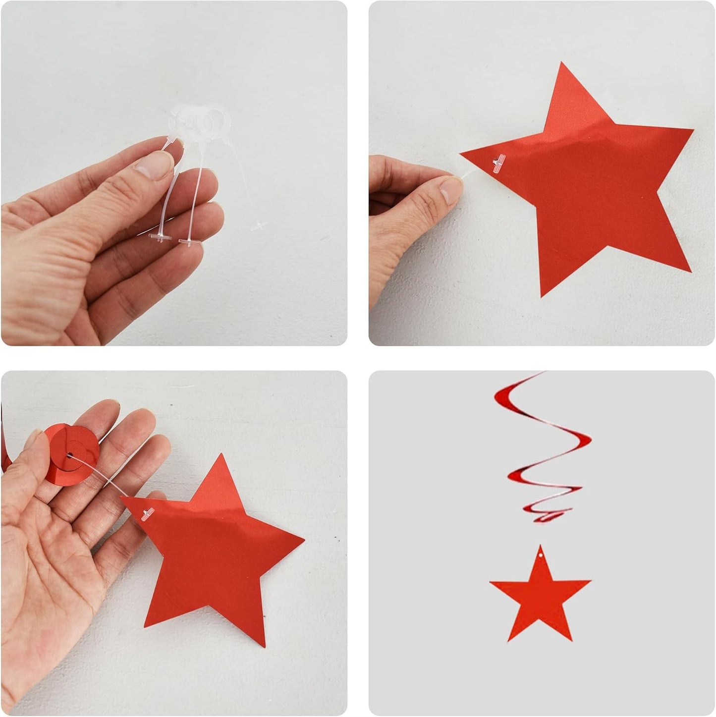 BEISHIDA Red Blue Silver Star Hanging Swirl Decorations,July 4th Hanging Party Supplies for July 4th Graduation Wedding Baby Shower Birthday Decorations,Pack of 15