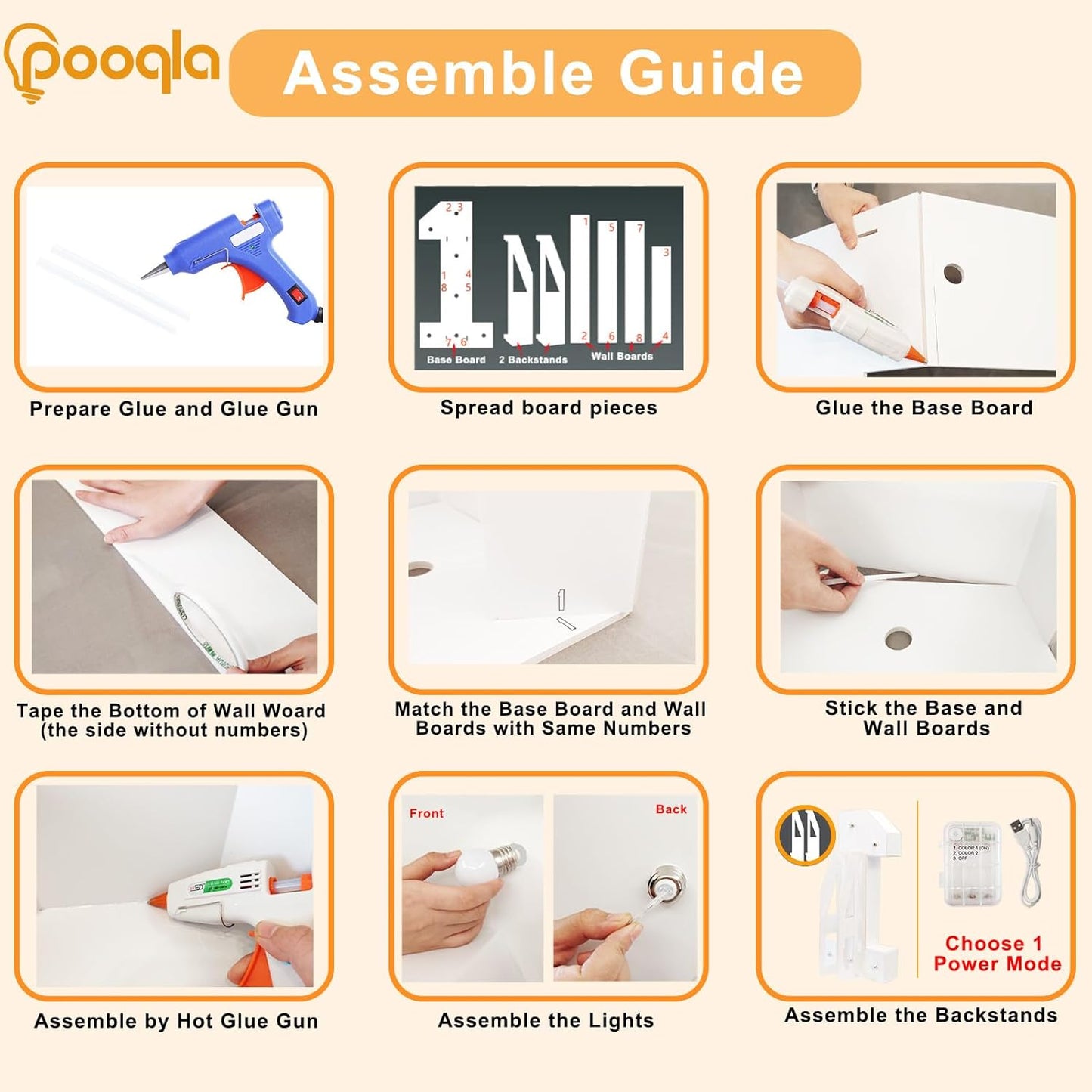 Pooqla 3FT Light Up Marquee Numbers, LED Large Lighted Marquee Numbers for Party Decoration, Giant Mosaic Number for Balloons 1st 16th 21st Birthday Decoration, LED Light Up 1