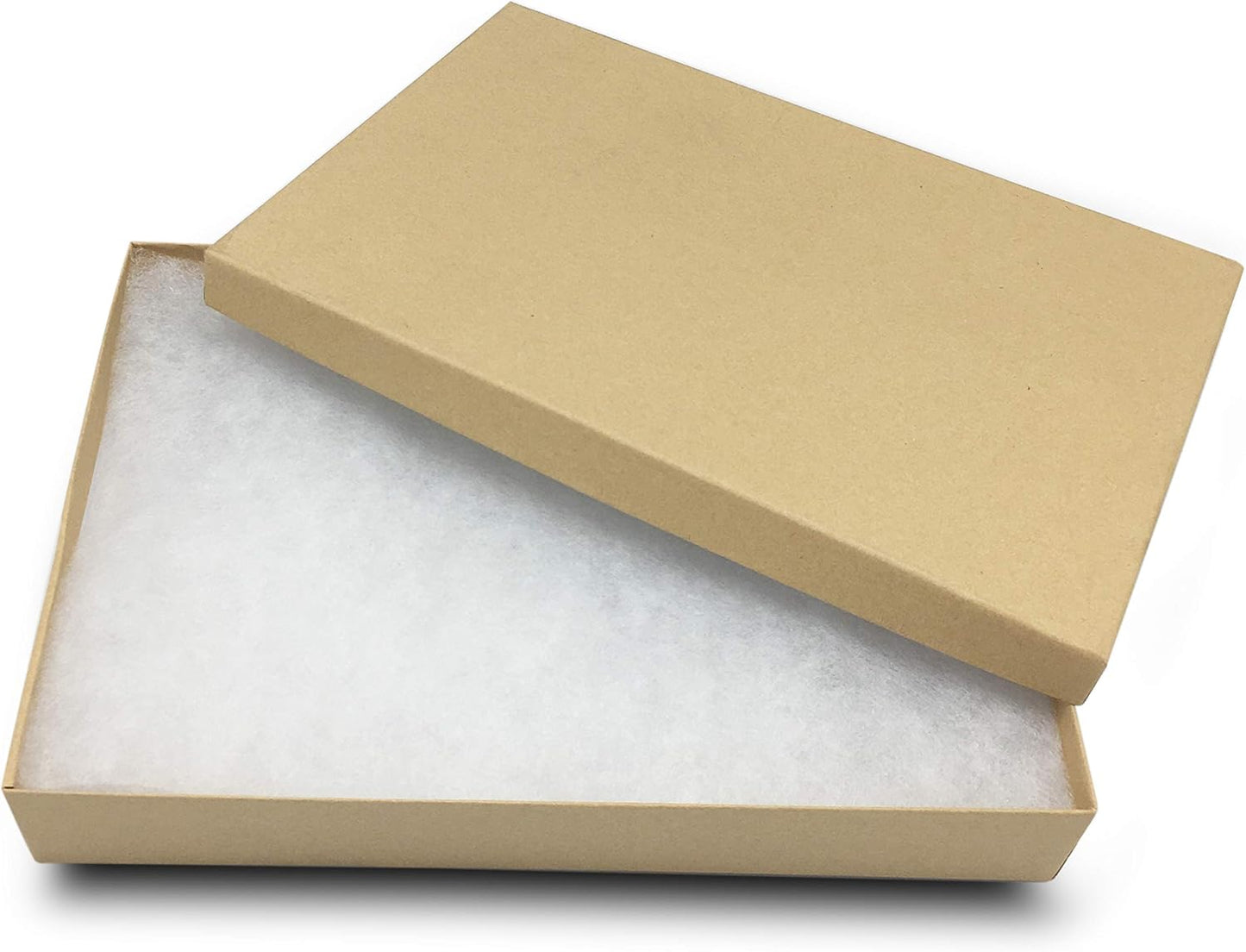 TheDisplayGuys - 25-Pack #53 Kraft Paper Cardboard Gift Boxes/Jewelry Cases w. Cotton Padding & Lid - Kraft Brown - (5.4" x 3.9" x 1.0")