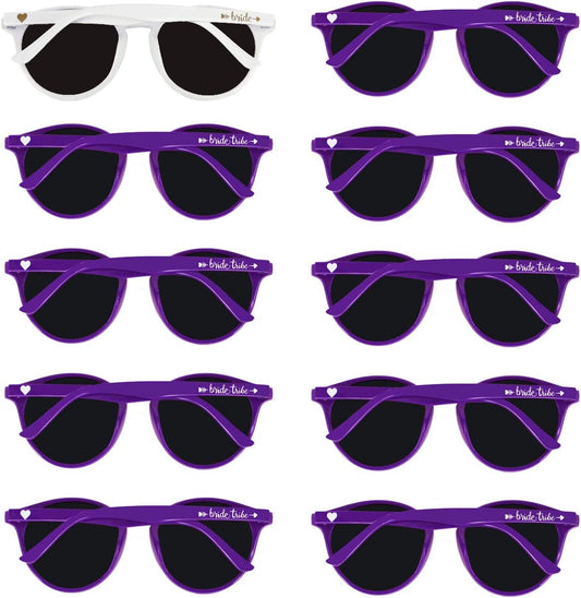 LADY&HOME Bachelorette Party Cat Eye Sunglasses - Bridesmaid & Bridal Shower Supplies, 10pcs Round Weddings Sunglasses