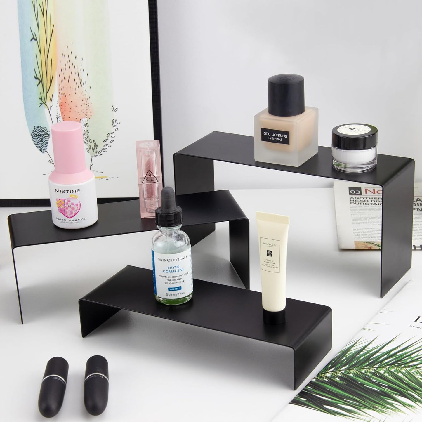 ihomecooker 6 Pc Metal Display Risers Showcase for Shoe Risers Retail Stand Cupcake Stand Dessert Stand (Black)