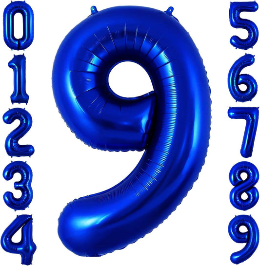 Navy Blue 9 Balloon Number,40 Inch Number 9 Balloon Big Dark Blue 9 Foil Mylar Helium Balloon for Birthday Party Decorations