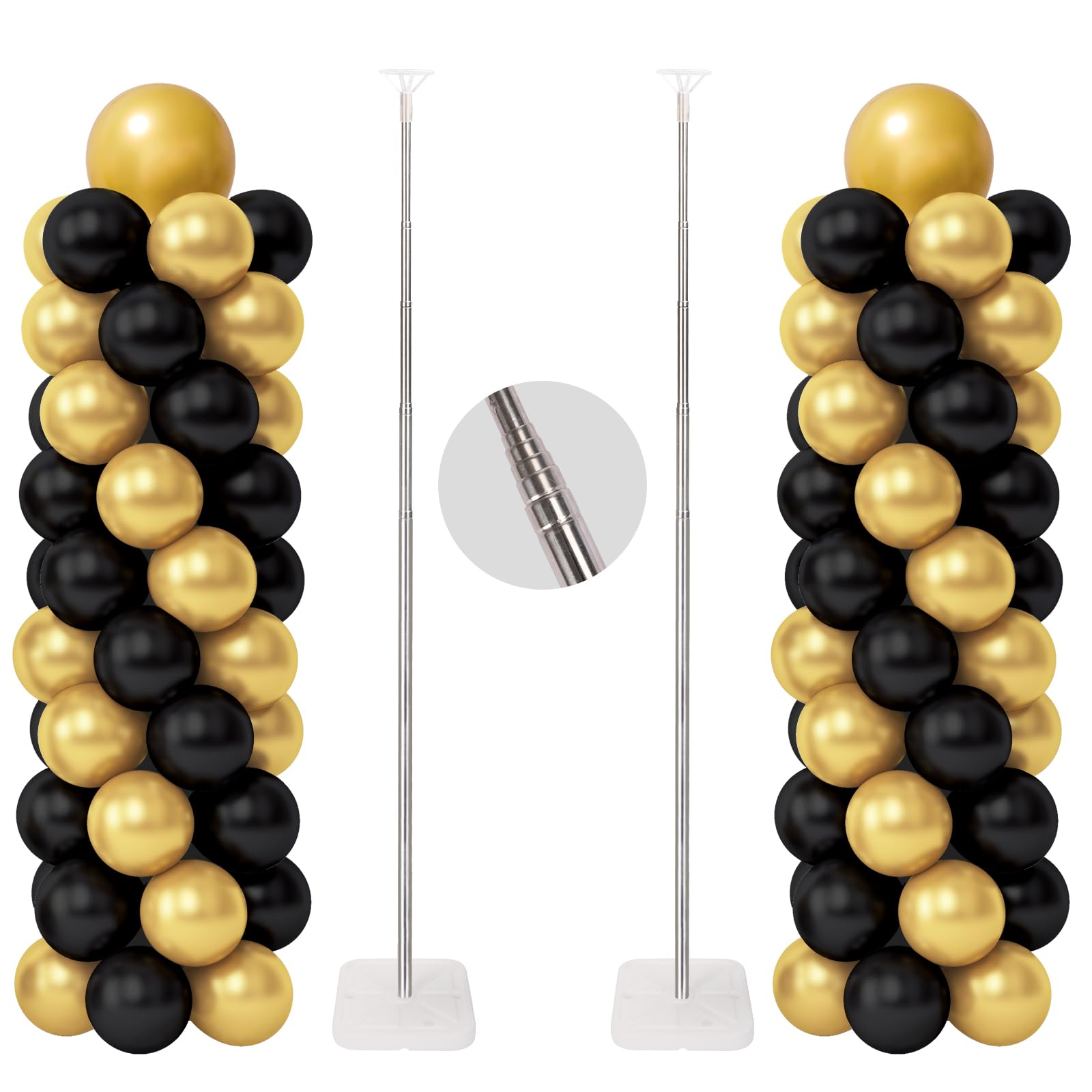 RUBFAC Balloon Column Stand Kit, Set of 2, 6.6ft Height Adjustable Column Kit, Metal Telescopic