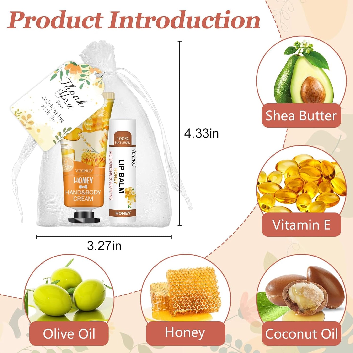 30 Sets Bulk Hand Lotion and Bulk Lip Balm Gifts, Bridal Shower Favors, Bridesmaid Gifts and Wedding Favors for Guests with Thank You Card and Organza Bags, Employee Appreciation Gifts, Birthday Gifts