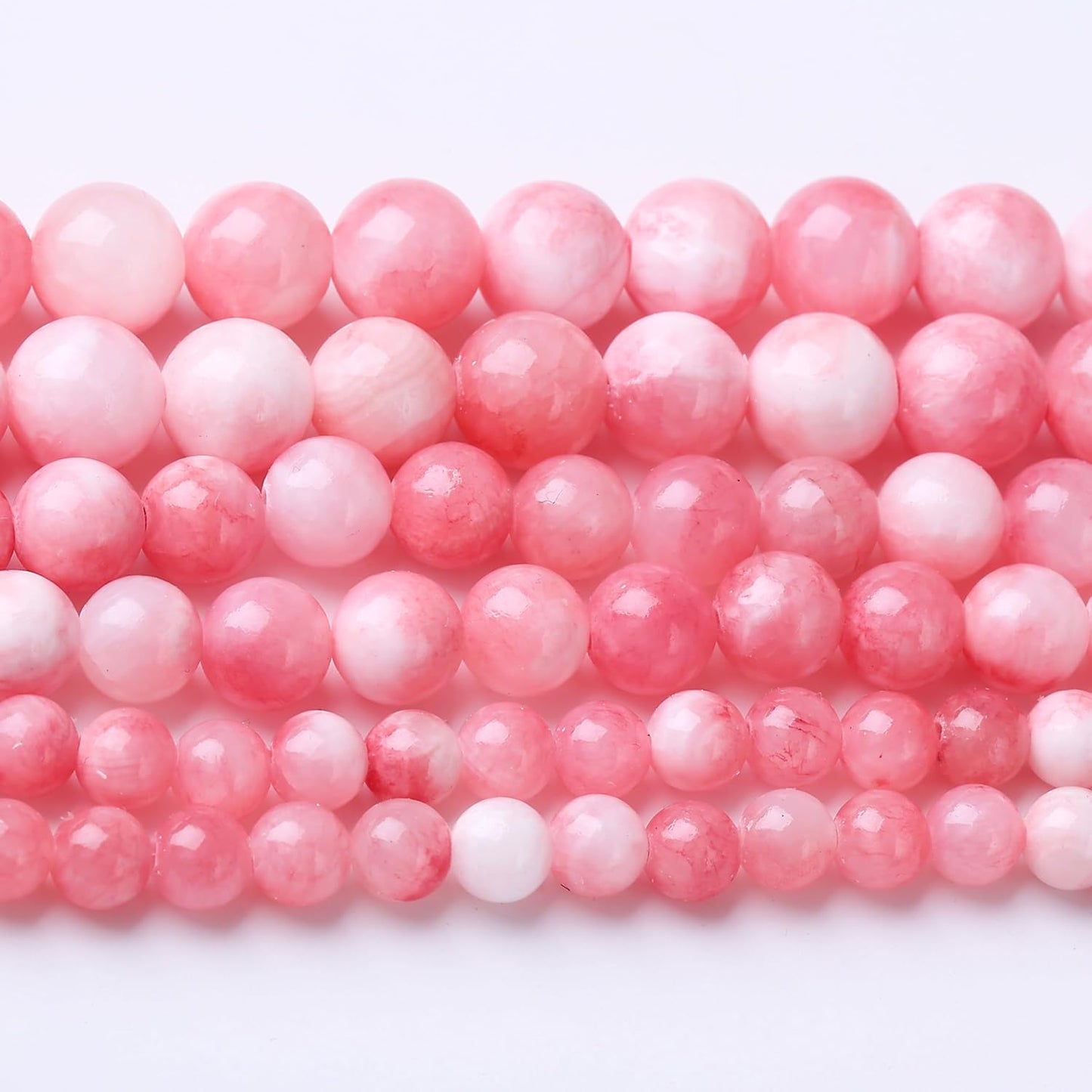 Pink Persian Jade Stone Beads Gemstone Round Crystal Energy Jade Beads Stone Beads for Jewelry Making DIY Bracelet Necklace Jewelry Making 1 Strand 15.5inch 60PCS 6MM