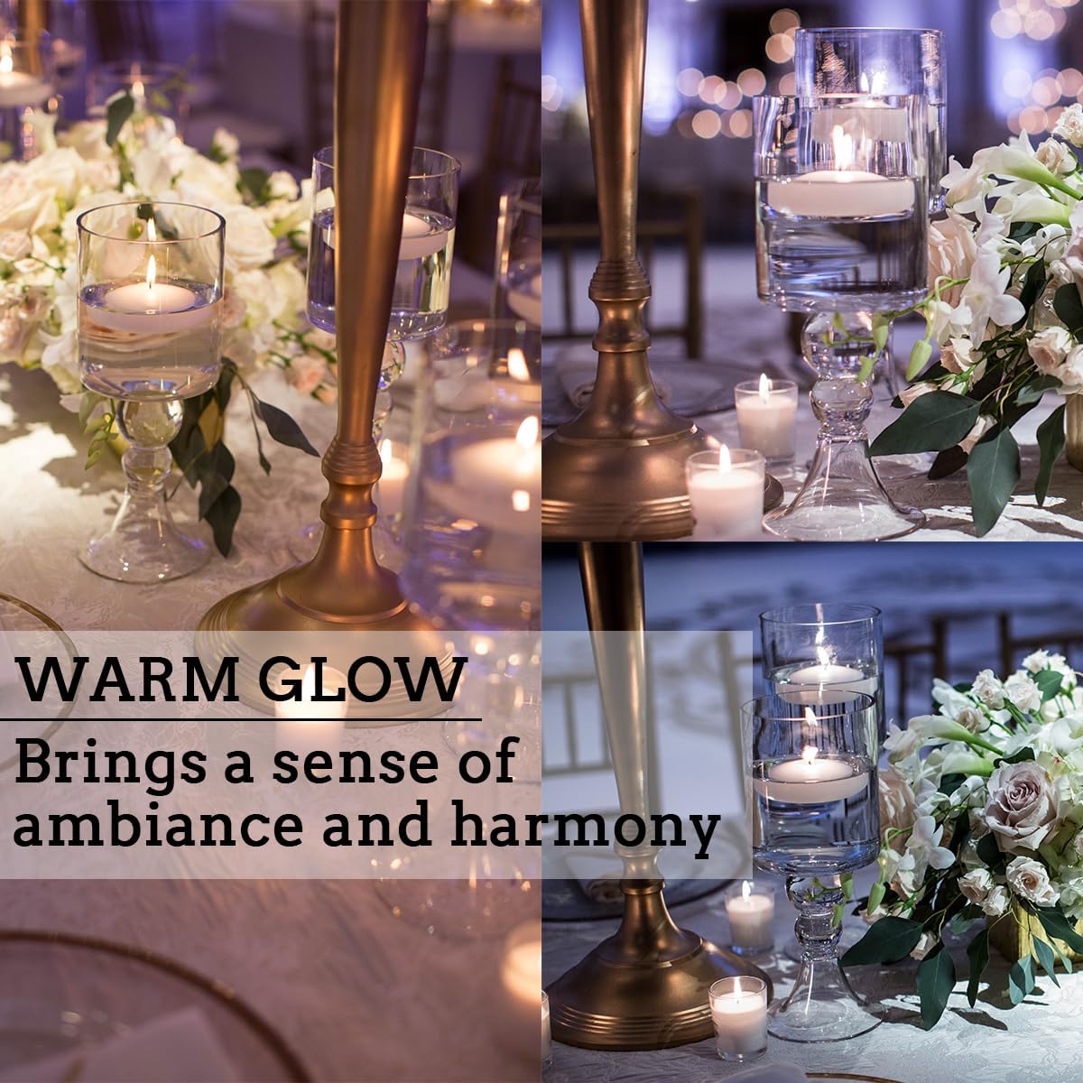 3 Inch Floating Candles Set of 24, Unscented White Candles for Wedding, Pool Party, Holiday Centerpieces & Home Decor