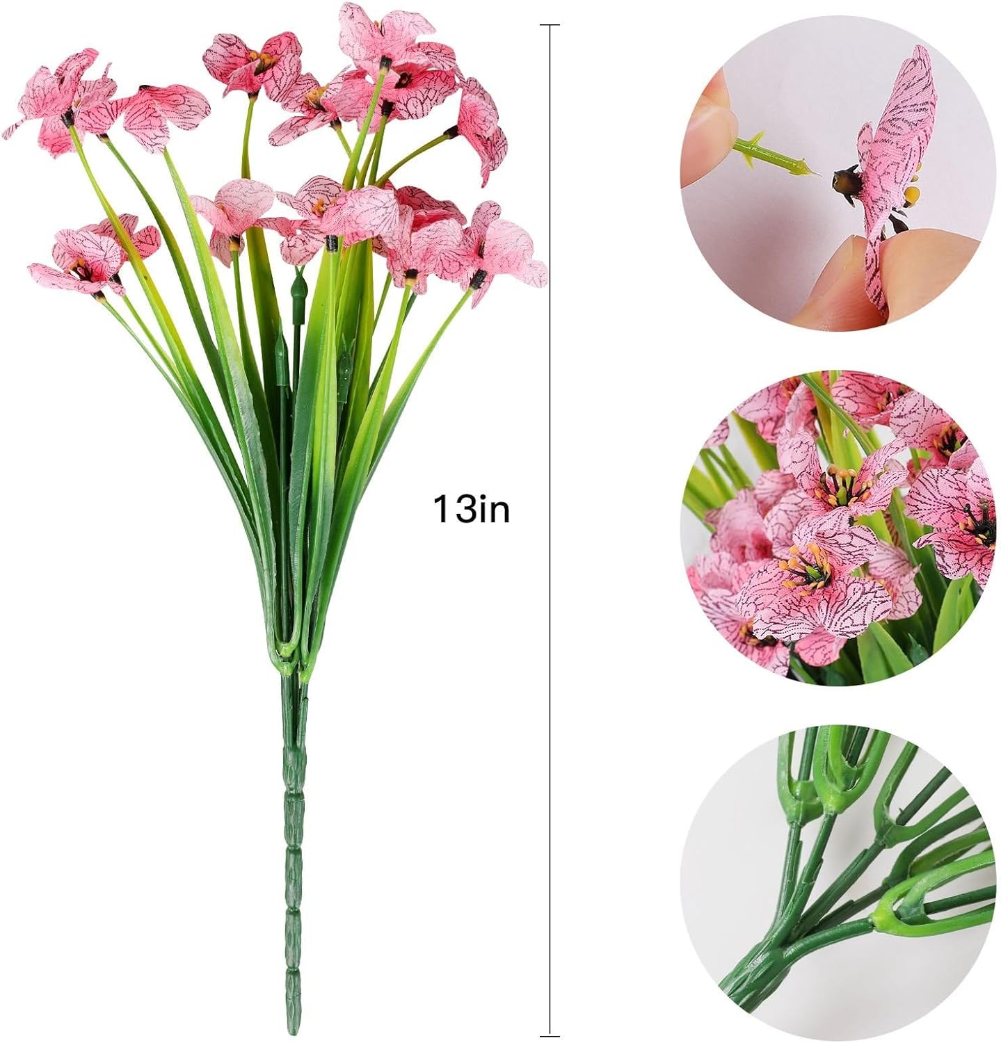 AmyHomie 20 Bundles Artificial Flowers for Outdoor Outside Spring Summer Decoration UV Resistant Faux Flowers No Fade Fake Plastic Plants Garden Porch Window Box Decorating (Pink)