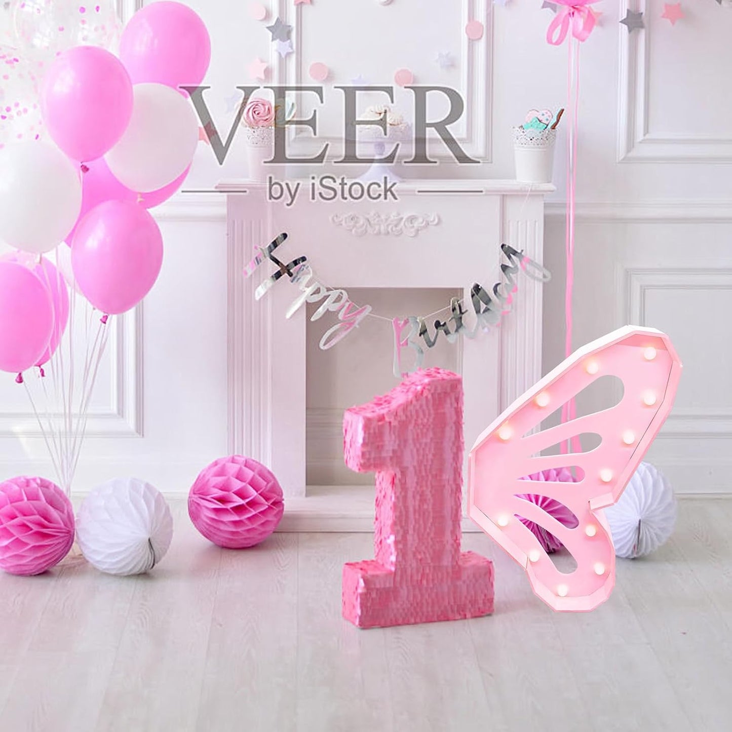 Light up Butterfly,Light up Letter Marquee Lights Sign,Balloon Frame for Baby Shower Birthday Wedding Engagement White Party Decorations.