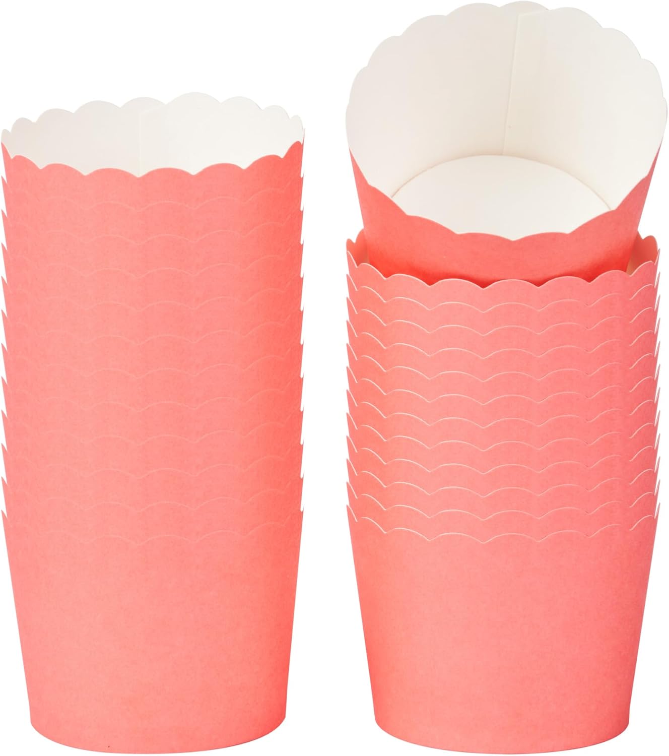 Panificio 3 Ounce Cupcake Wrappers, 200 Scalloped Baking Cups - Oven-Ready, Greaseproof, Red Paper Cupcake Liners, Disposable, For Birthdays, Baby Showers, Or Weddings - Restaurantware