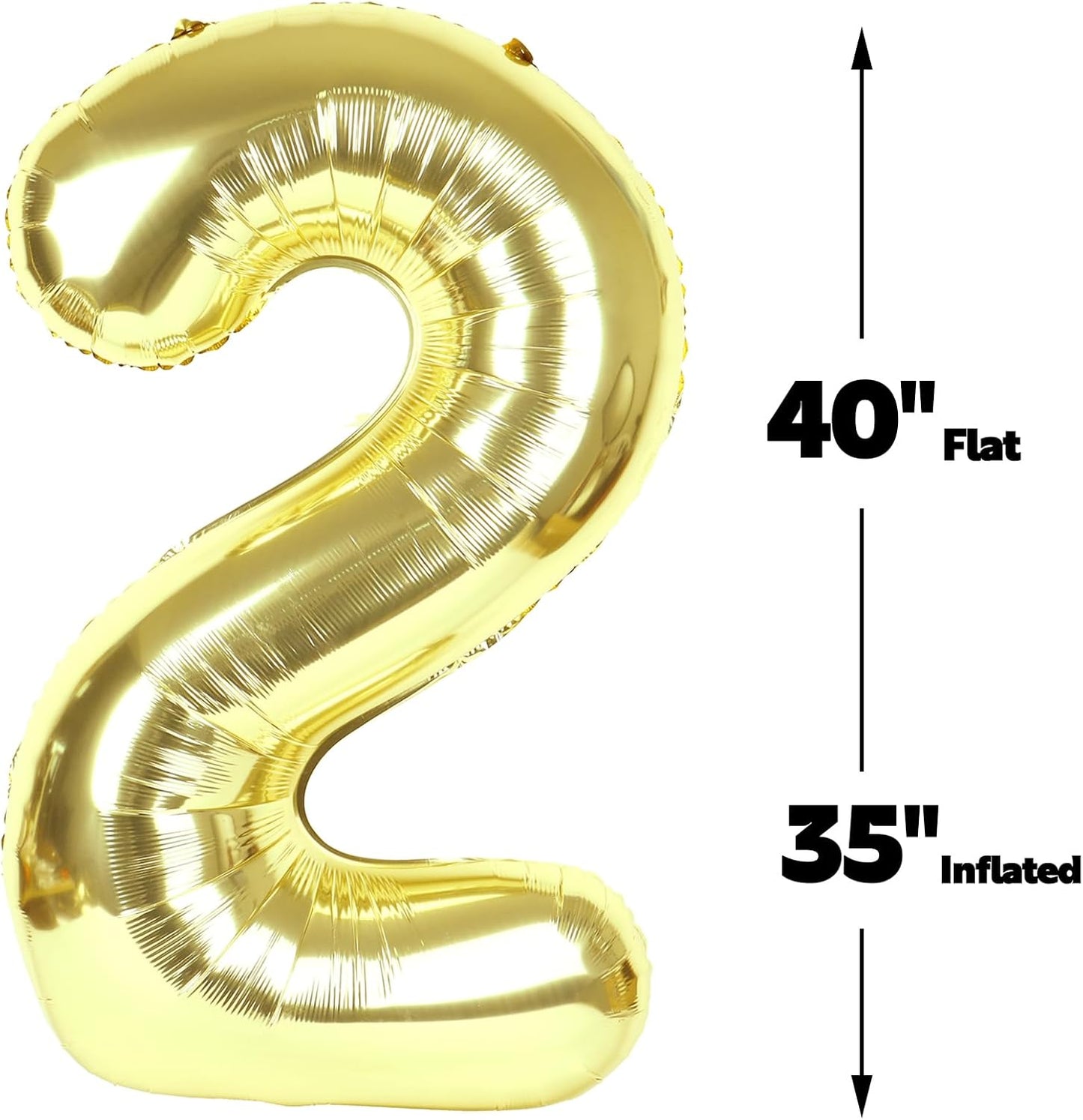 Big 40 Inch Champagne Gold 2 Number Balloon Birthday Decoration, 2026 Light Gold Number 2 Helium Balloons 12 20 22 23 24 26 28 32 42 Celebration, Boy Girl Baby Anniversary Party Graduations Supplies