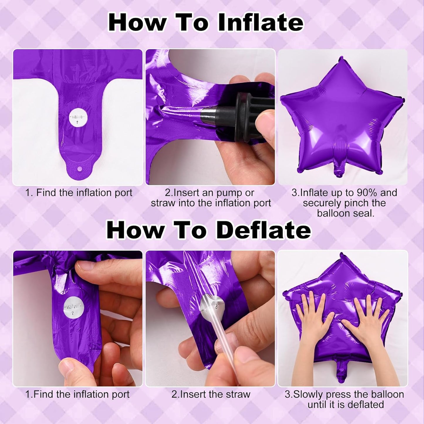 Purple and Gold Balloons Heart Star Mylar Balloon, Metallic Royal Dark Purple and Gold Party Decorations 18 in Star Heart Shape Balloon as Graduation Prom Mardi Gras Birthday Party Supplies Decor