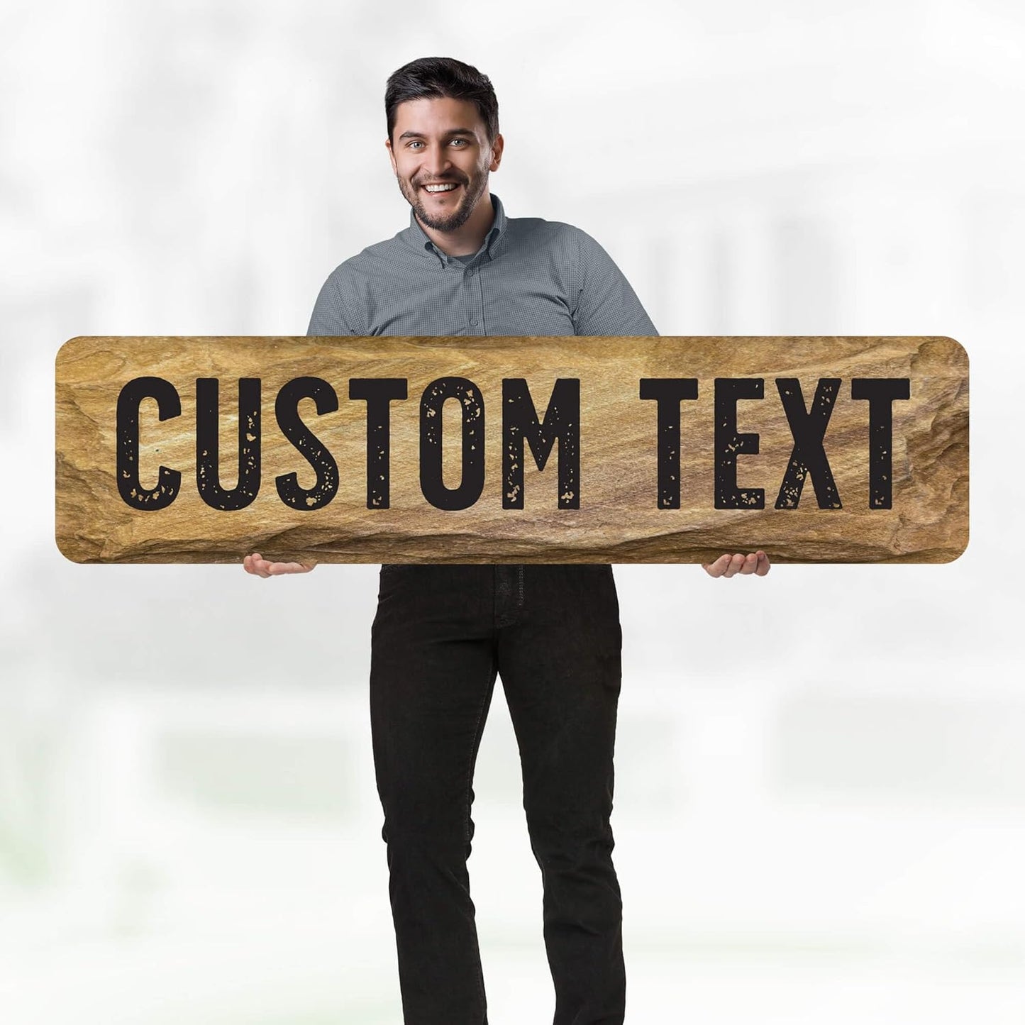 Custom Sign, Custom Street Sign, 11 Font Colors, 13 Font Styles, 4 Hole Options, 22 Sizes, 12x48 Inches, Rust Free DiBound, Fade Resistant, Made in USA by My Sign Center (Stone)