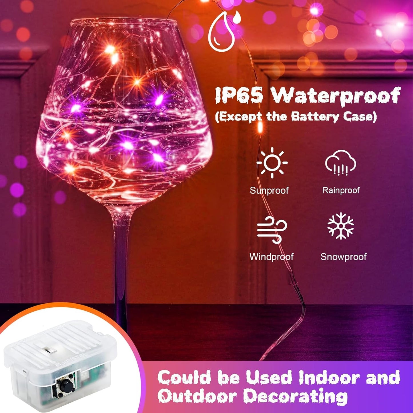 ZGWJ 24 Pack Halloween Fairy Lights Battery Operated, 7ft 20 Mini LED Halloween Fairy String Lights Silver Wire 3 Modes Waterproof for DIY, Parties, Bedroom Decorations Orange& Purple