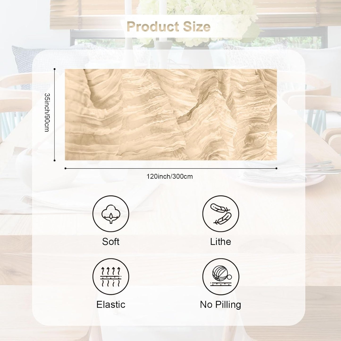 6 Pack Nude Cheesecloth Table Runner 35x120 Inch 10Ft Rustic Gauze Cheese Cloth Table Runner Sheer Cheesecloth Table Runners for Wedding Party Bridal Shower Decoration