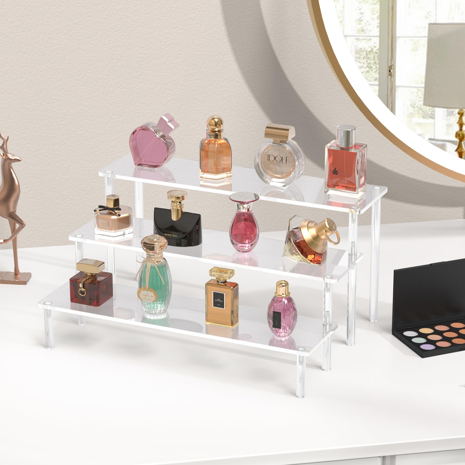 Acrylic Display Risers, 3 Tier Perfume Organizer, Clear Cupcake Stand