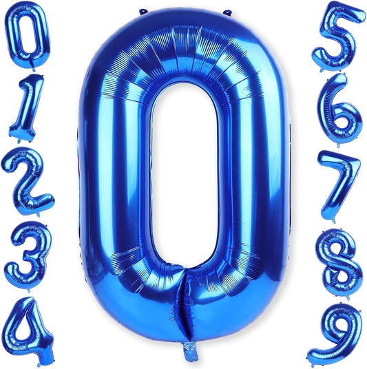 40 Inch Large Numbers Balloons 0-9, Self Inflating Navy Blue Foil Number 0 Helium Balloon Boy Girl, Big Dark Royal Blue Digit 0 Balloons for Women Men 30 40 50 60 70 80 100 Birthday Party Decoration