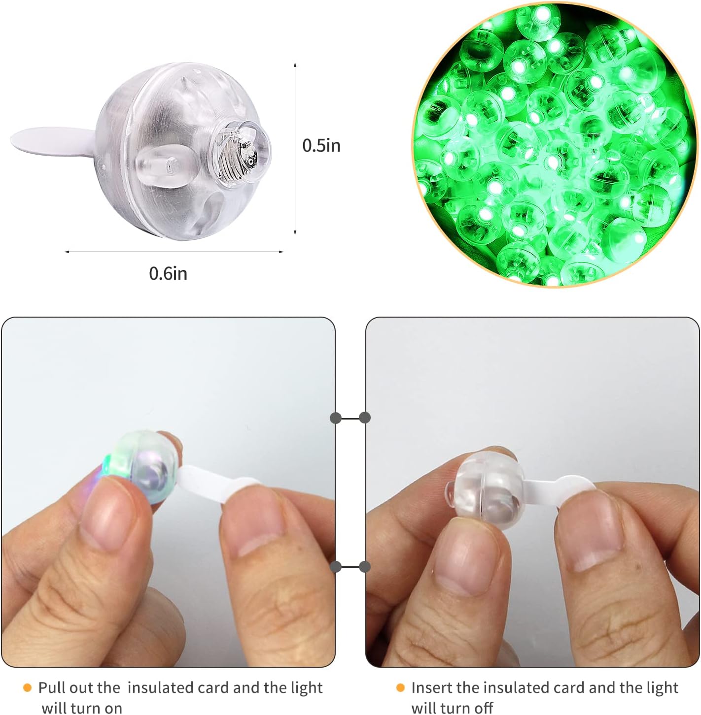 100psc LED Green Balloon Lights, Round LED Mini Lights for Paper Lantern Balloon Birthday Party Event Indoor Outdoor Wedding Decoration Halloween Christmas Supplies