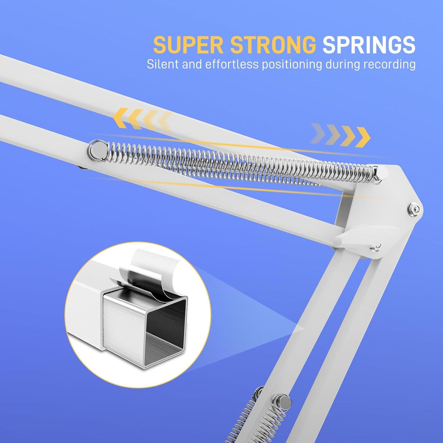 MAONO Boom Arm Microphone Stand: Adjustable Metal Suspension Mic Boom Arm for Podcasting Gaming Streaming Recording,with Desk Clamp and 3/8" to 5/8" Screw Adapter-Max Load 1KG BA20 White