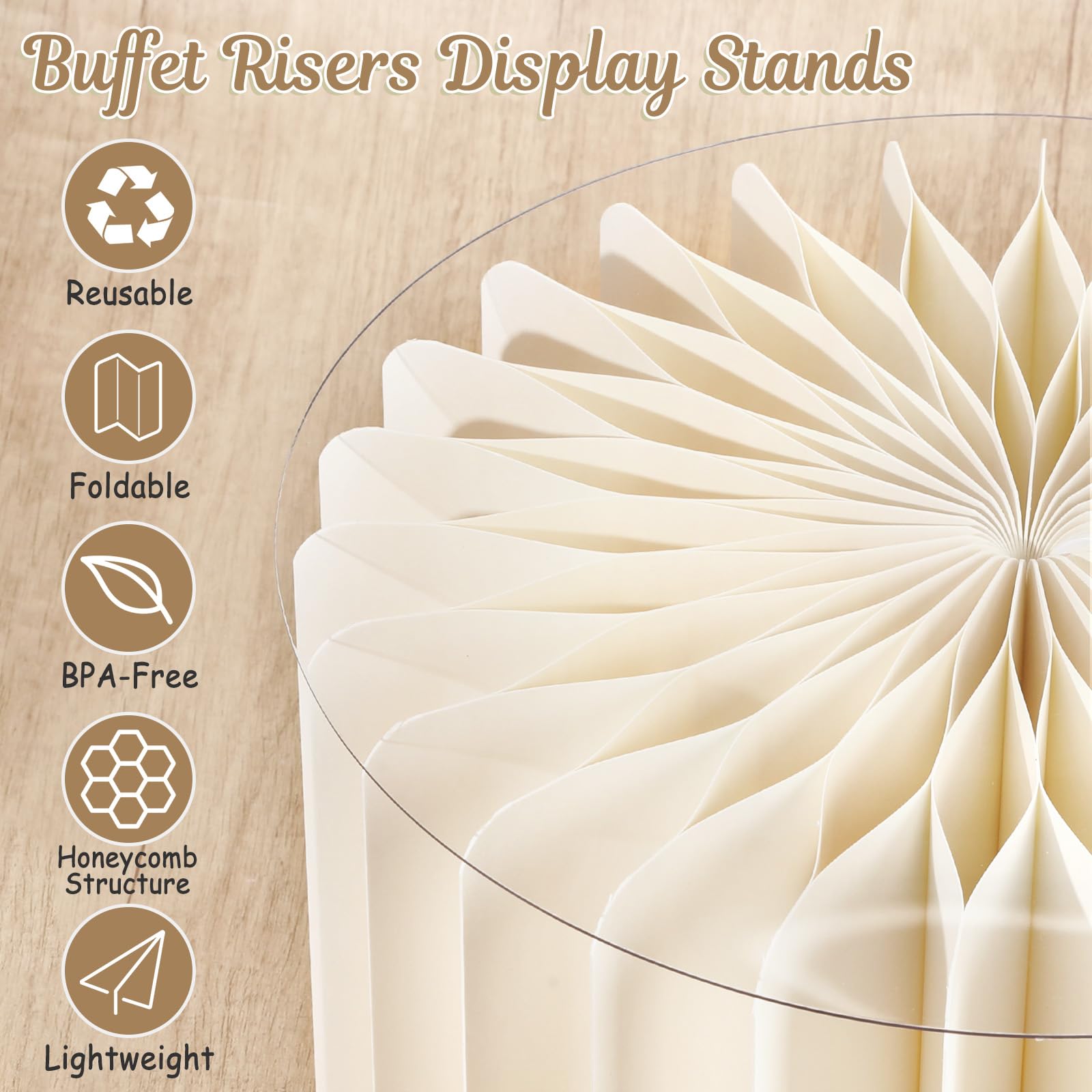 Youjoitim 6Pcs Buffet Risers, Food Risers for Table, Foldable Cake Stands for Party, Paper Dessert
