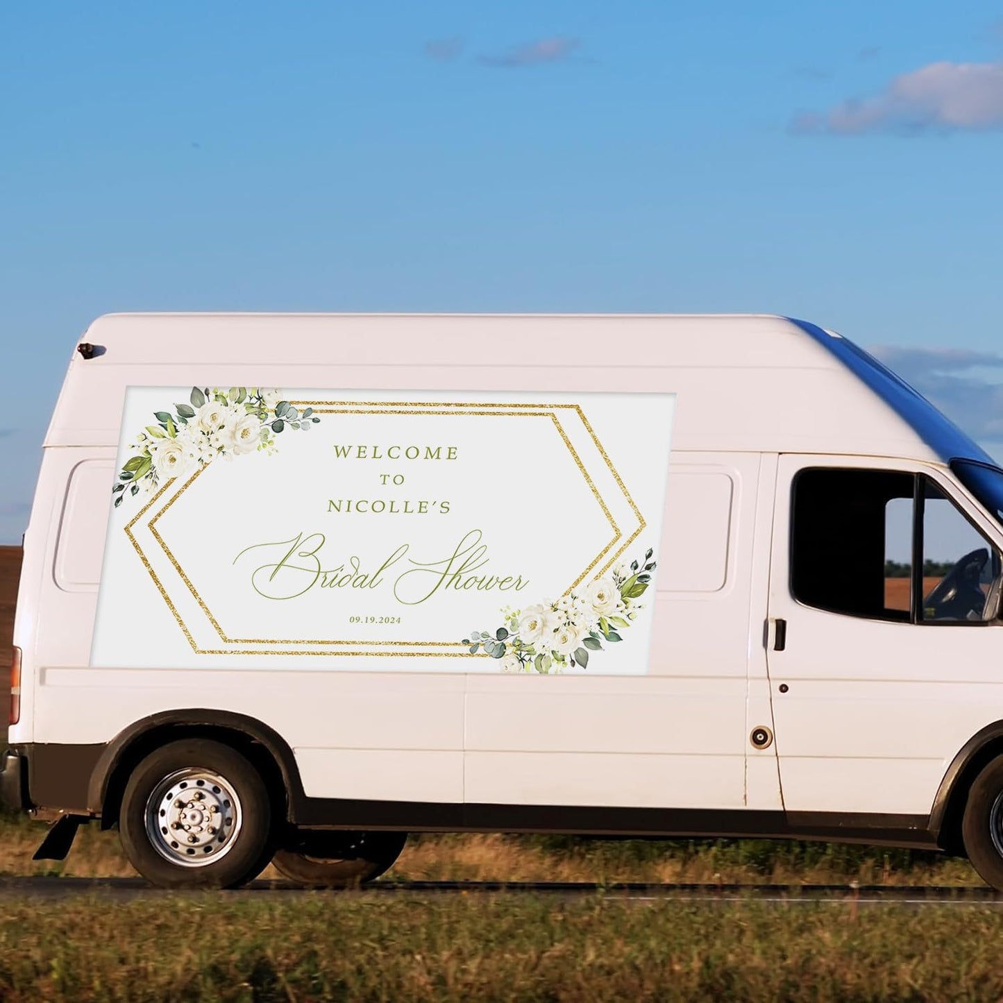 Personalized Bridal Shower Banner, Pastel Rainbow, 12x24 Inches, Wall Mount, Girls