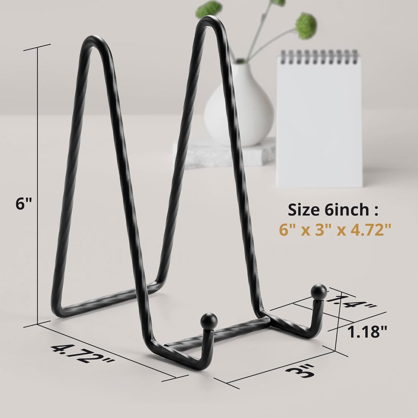 3 Pack 6inch Picture Stands for Display, Black Metal Plate Stands for Display - Decorative Plate Stand, Plate Holder Display Stand, Picture Frame Stand - Plate Display Stands for Picture Stand