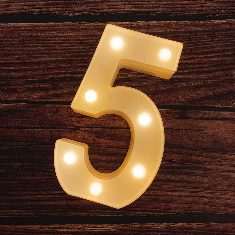 MUMUXI Marquee Light Up Letters | Large Light Up Numbers | Battery Powered and Bright with Every Letter of The Alphabet | for Wedding, Birthday, Party, Celebration, Christmas or Home Decoration (5)